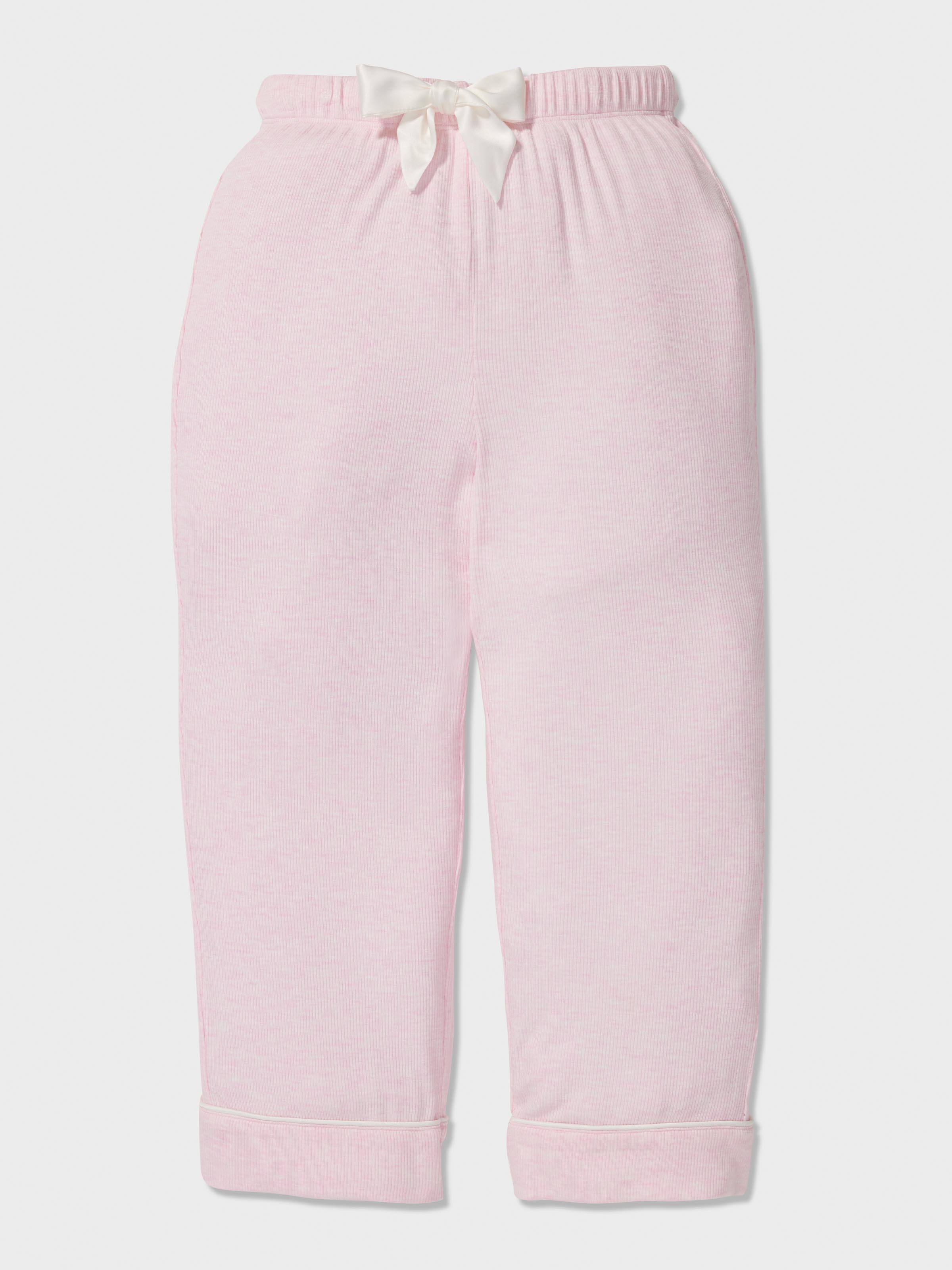 Jnr Girls Pink Rib Classic Pj Set