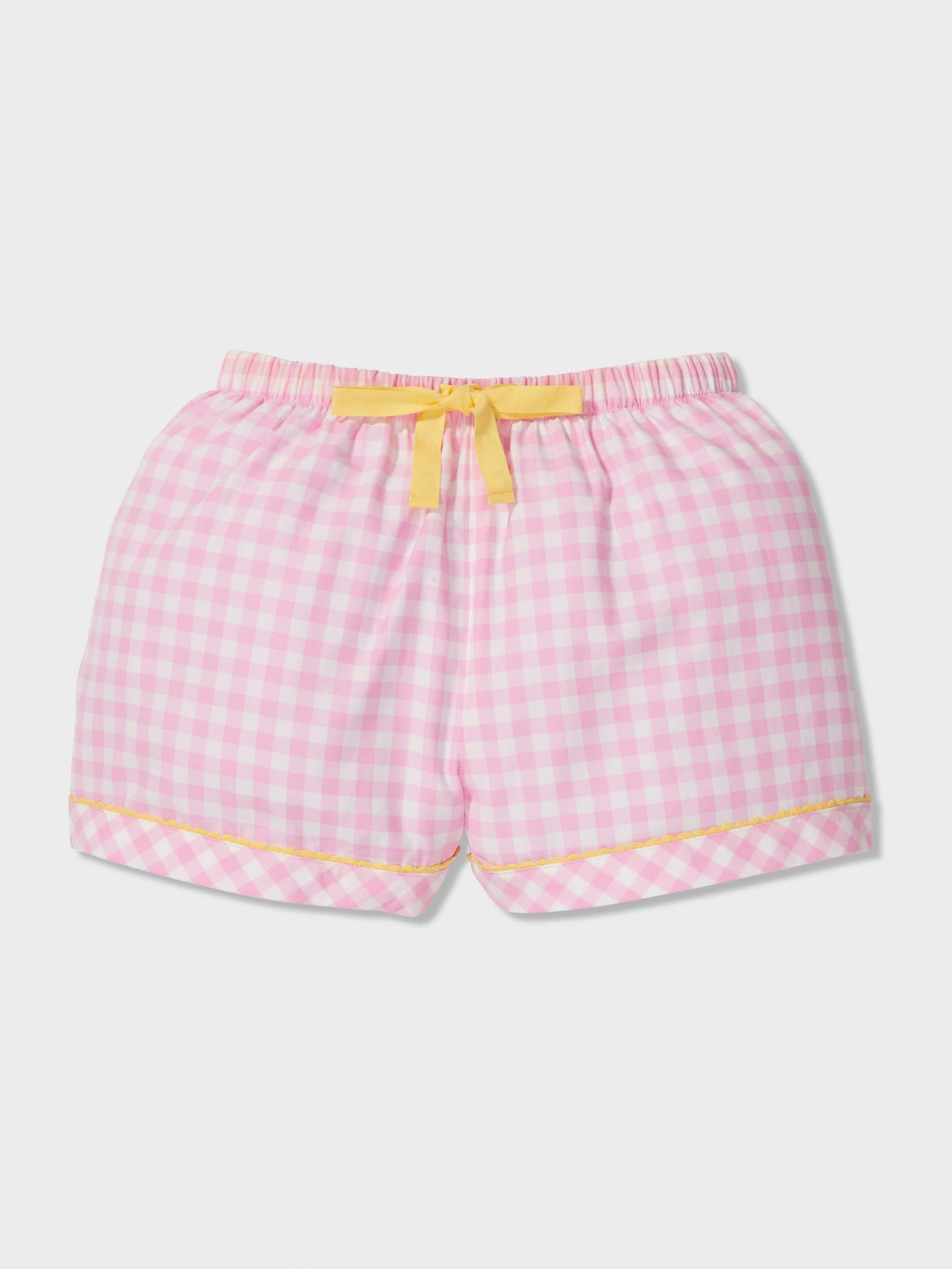 Girls Pink Gingham Pj Set