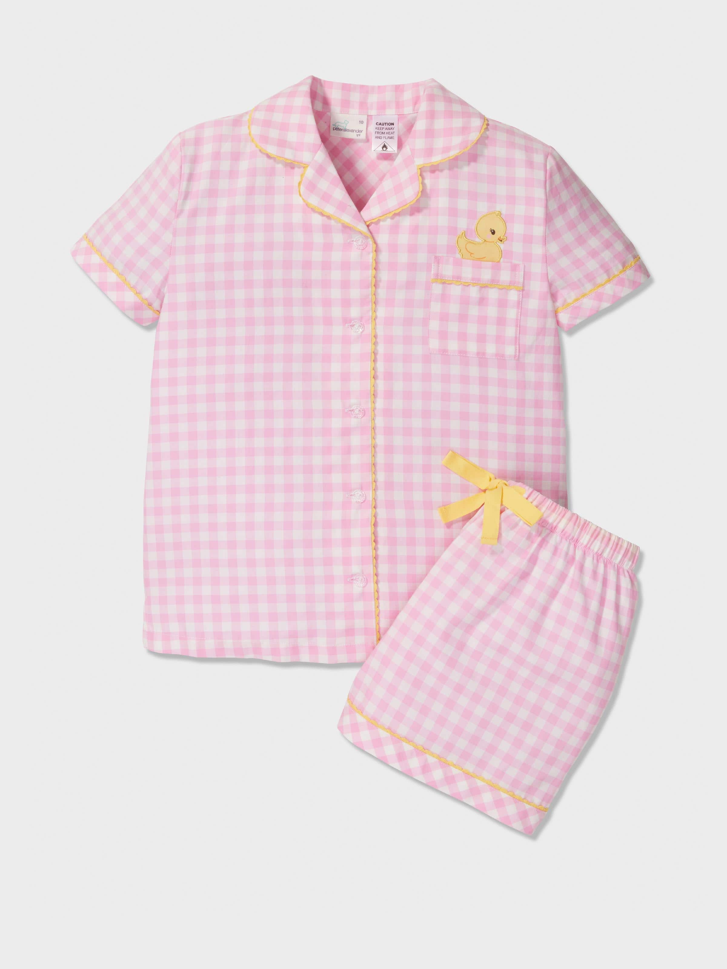 Girls Pink Gingham Pj Set