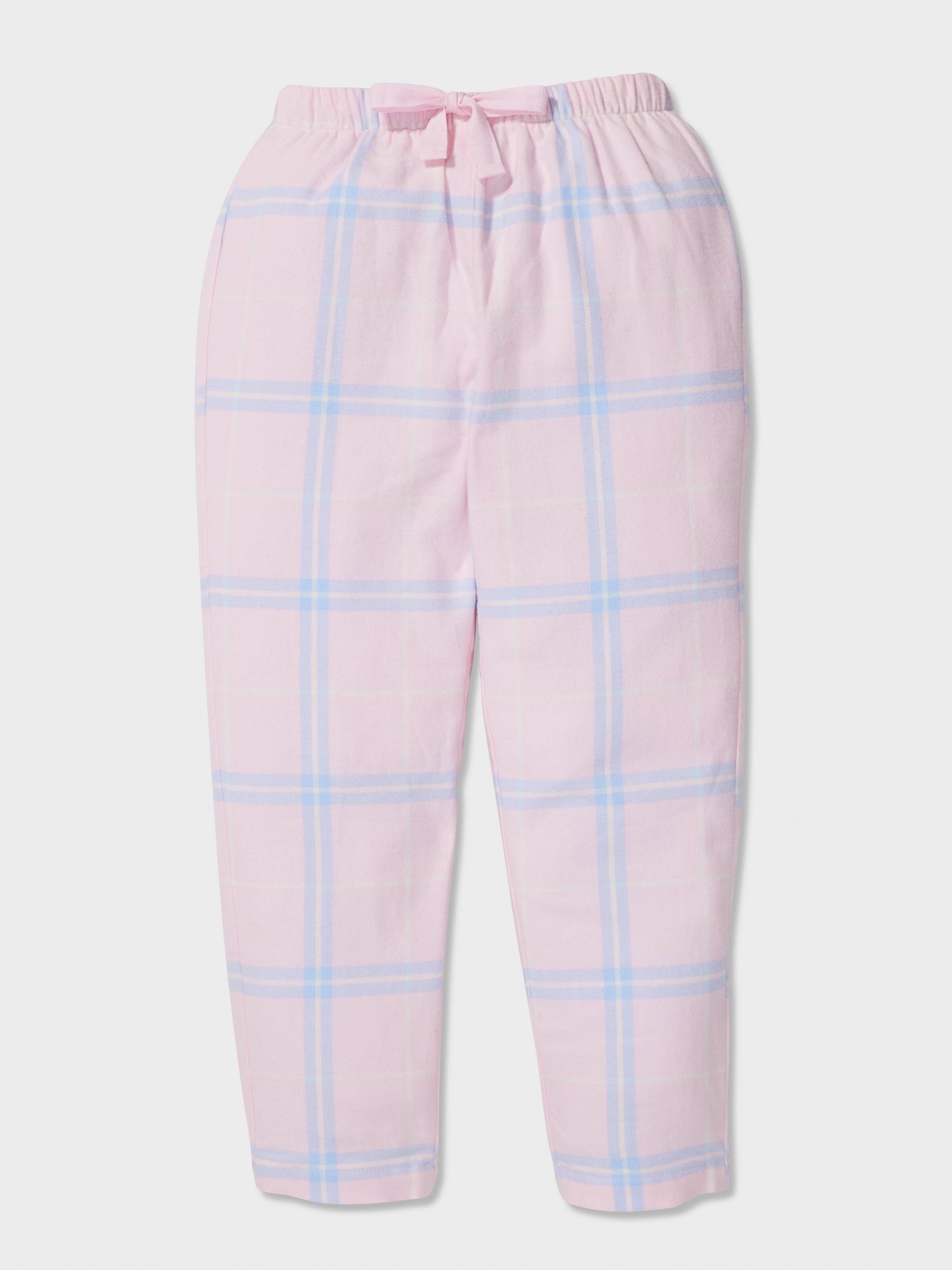 Jnr Girls Pink Check Classic Pj Set