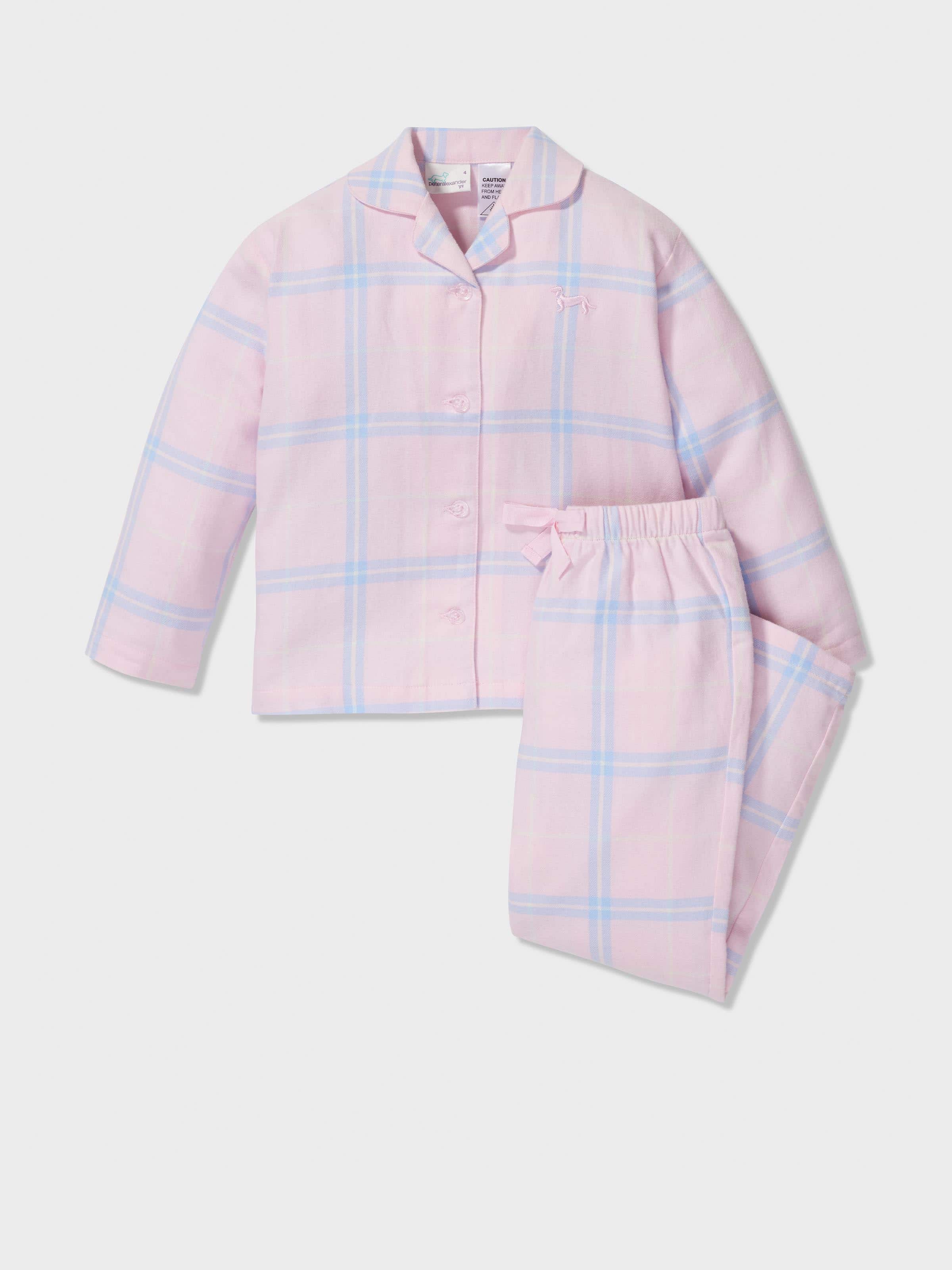 Jnr Girls Pink Check Classic Pj Set