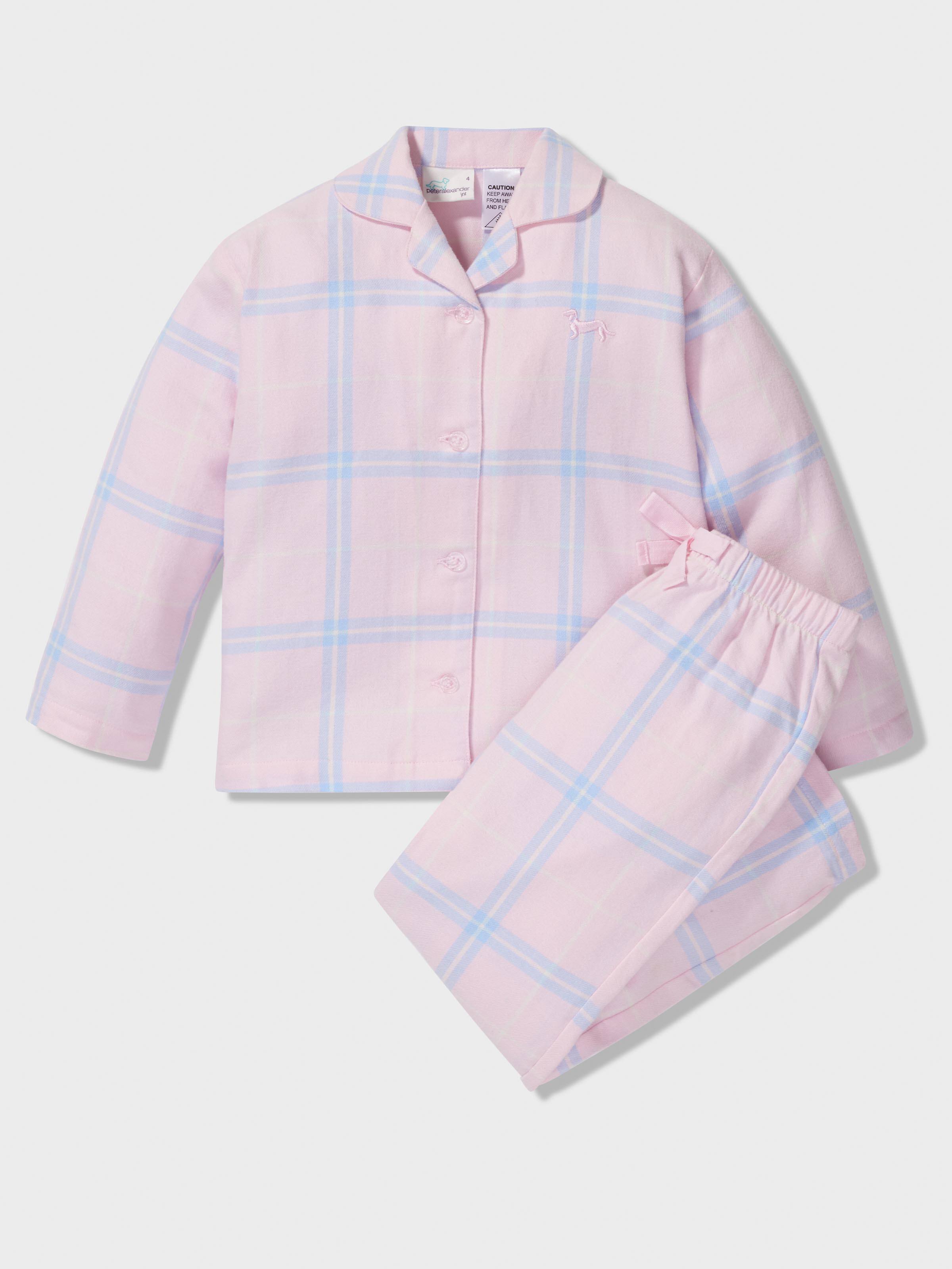 Girls Pink Check Classic Pj Set