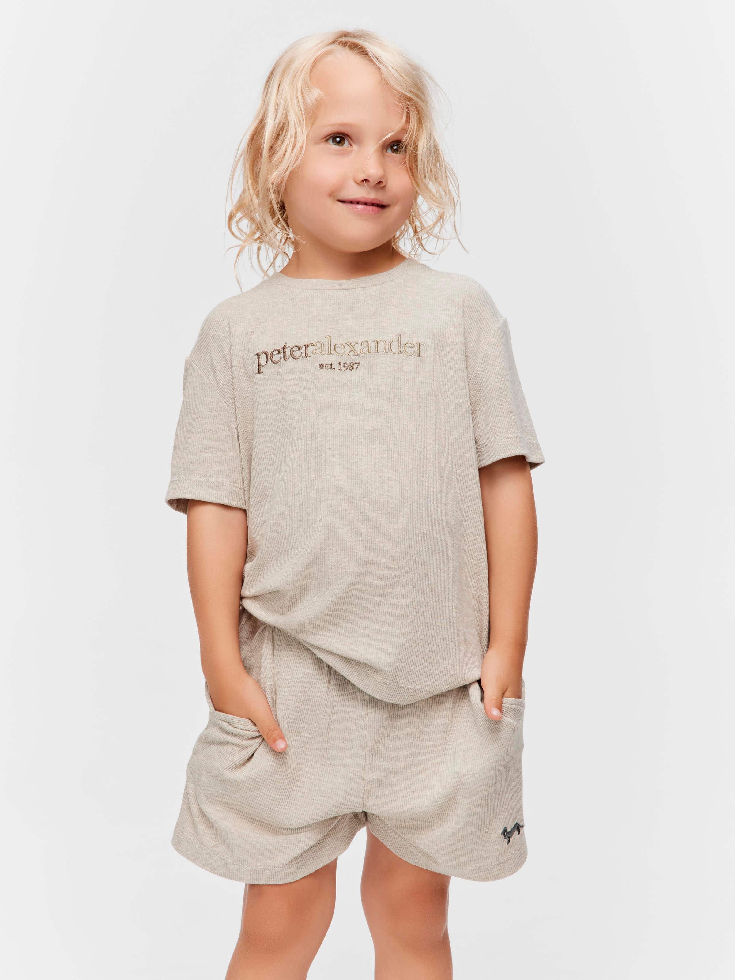 Jnr Boys Oatmeal Cotton Pj Set