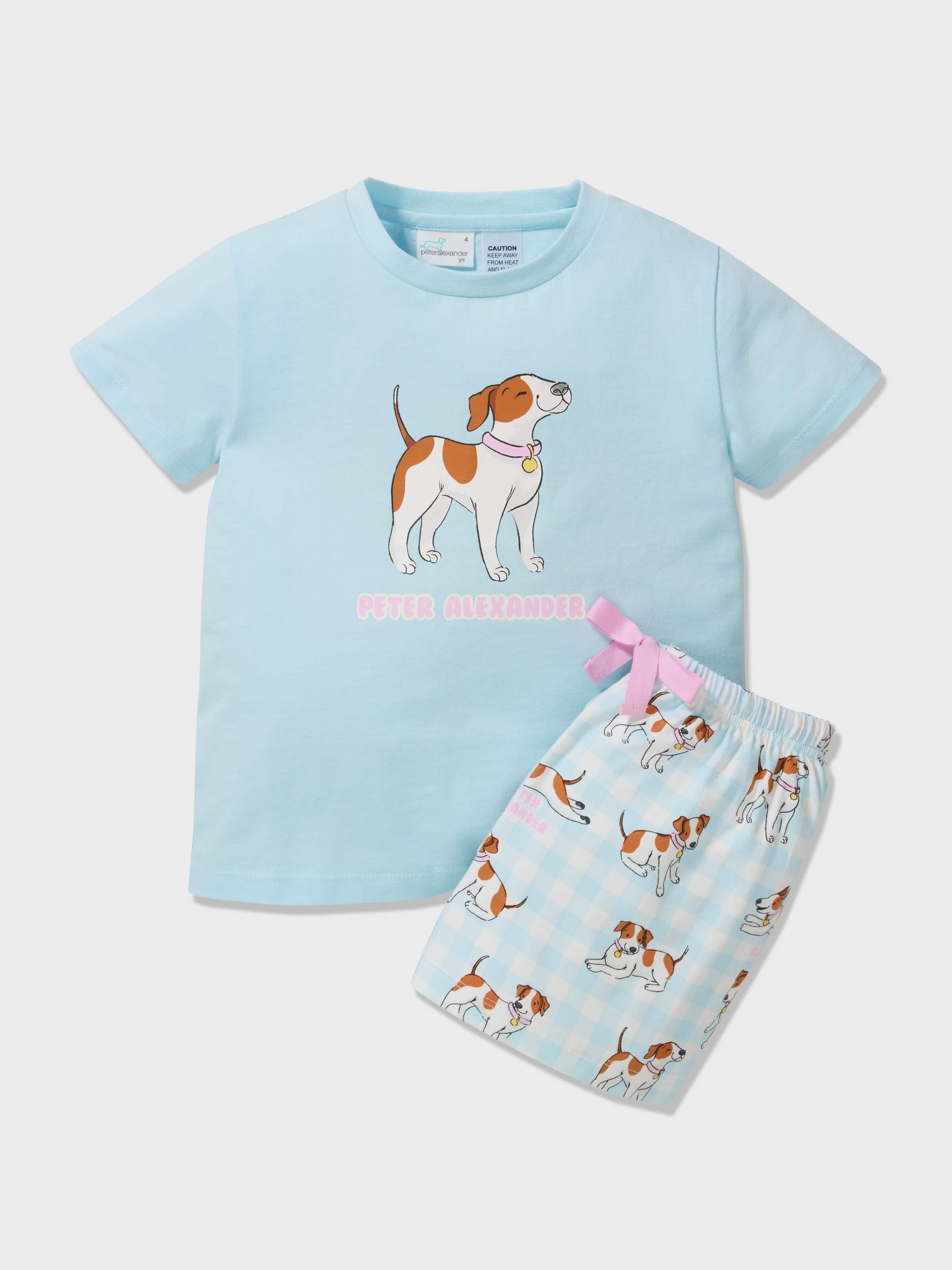 Girls Jack Russel Check Pj Set