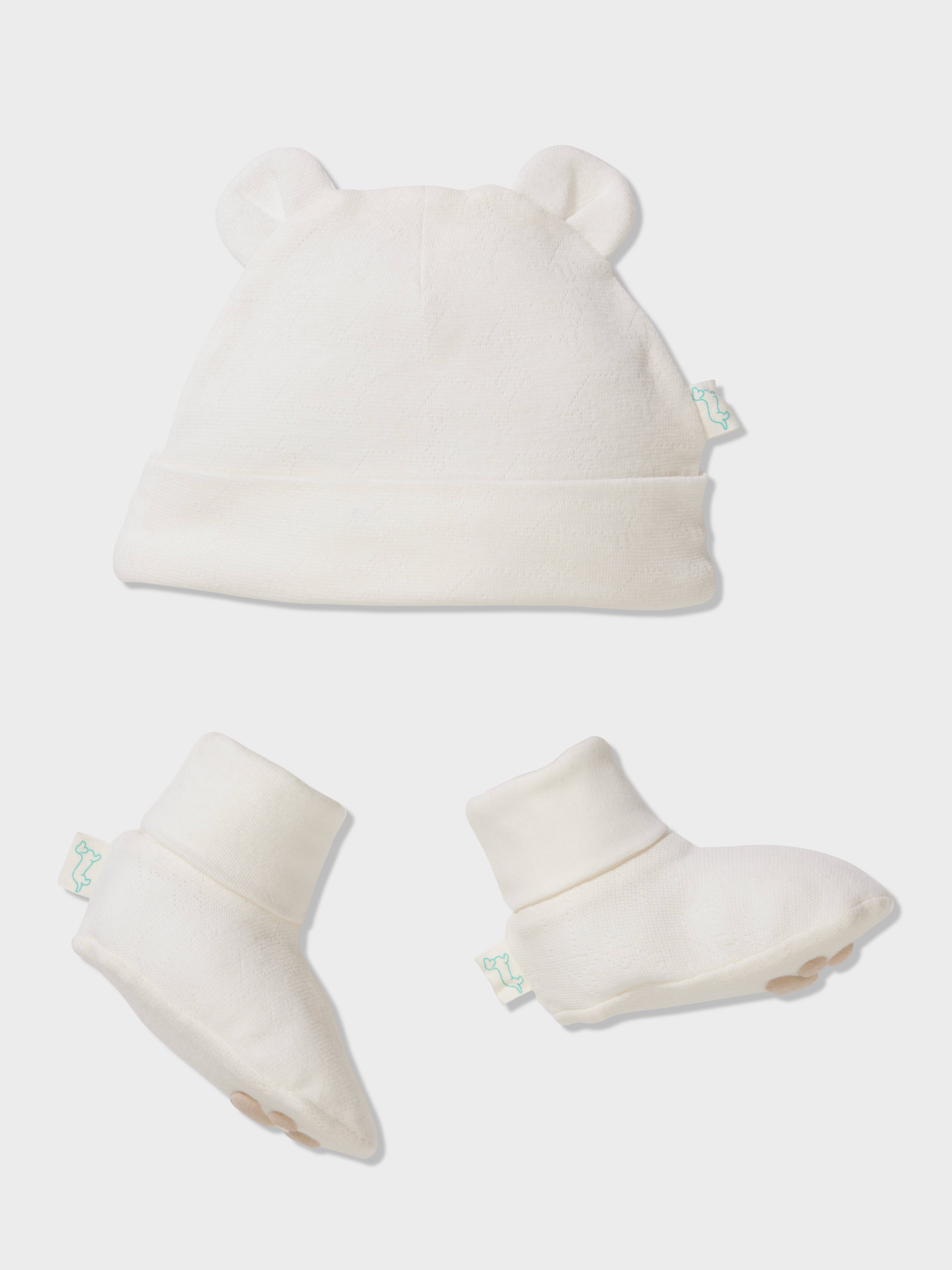 Baby Organic Penny Print Beanie & Booties Set