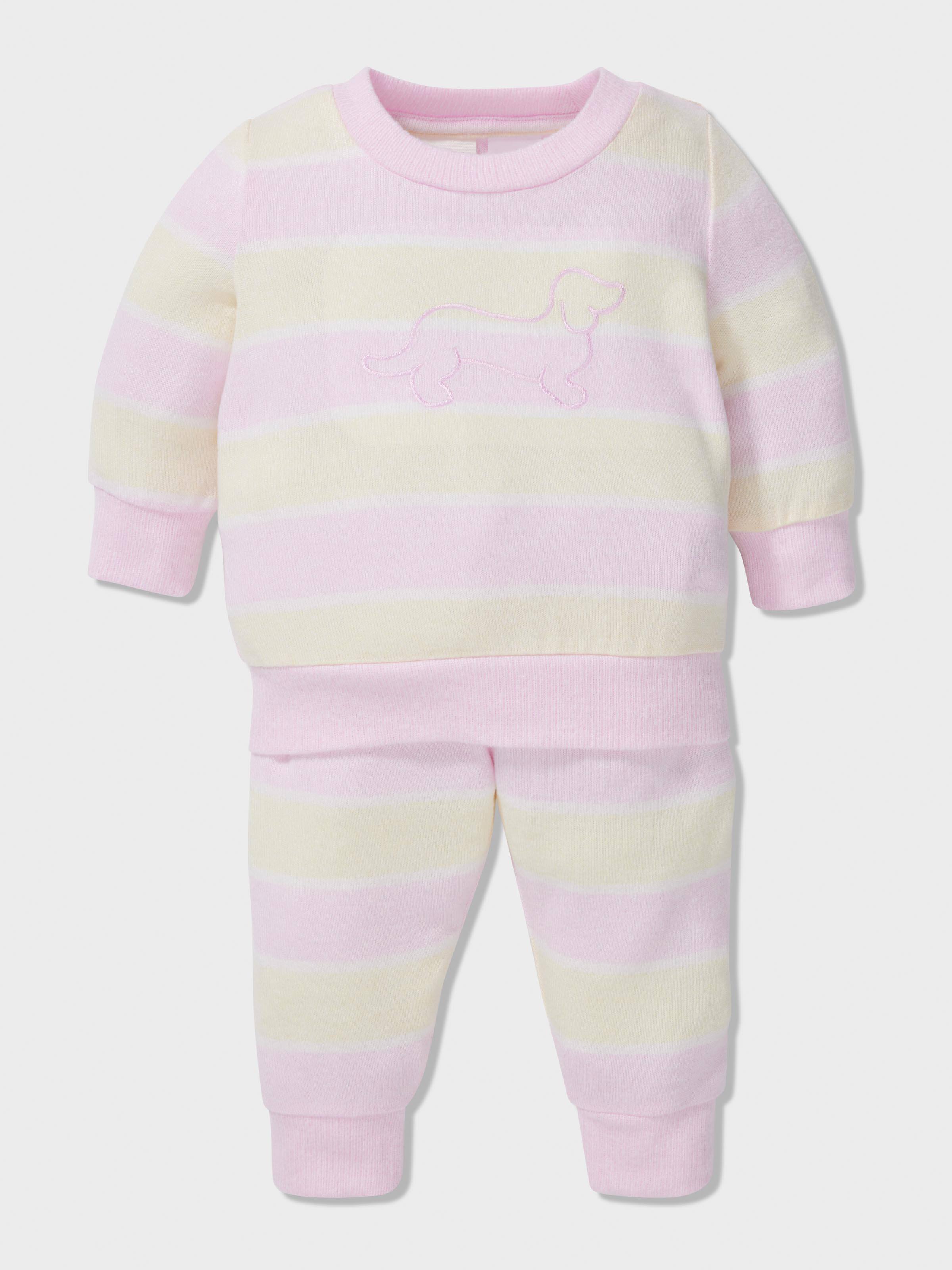 Baby Fuzzy Pastel Stripe Pj Set