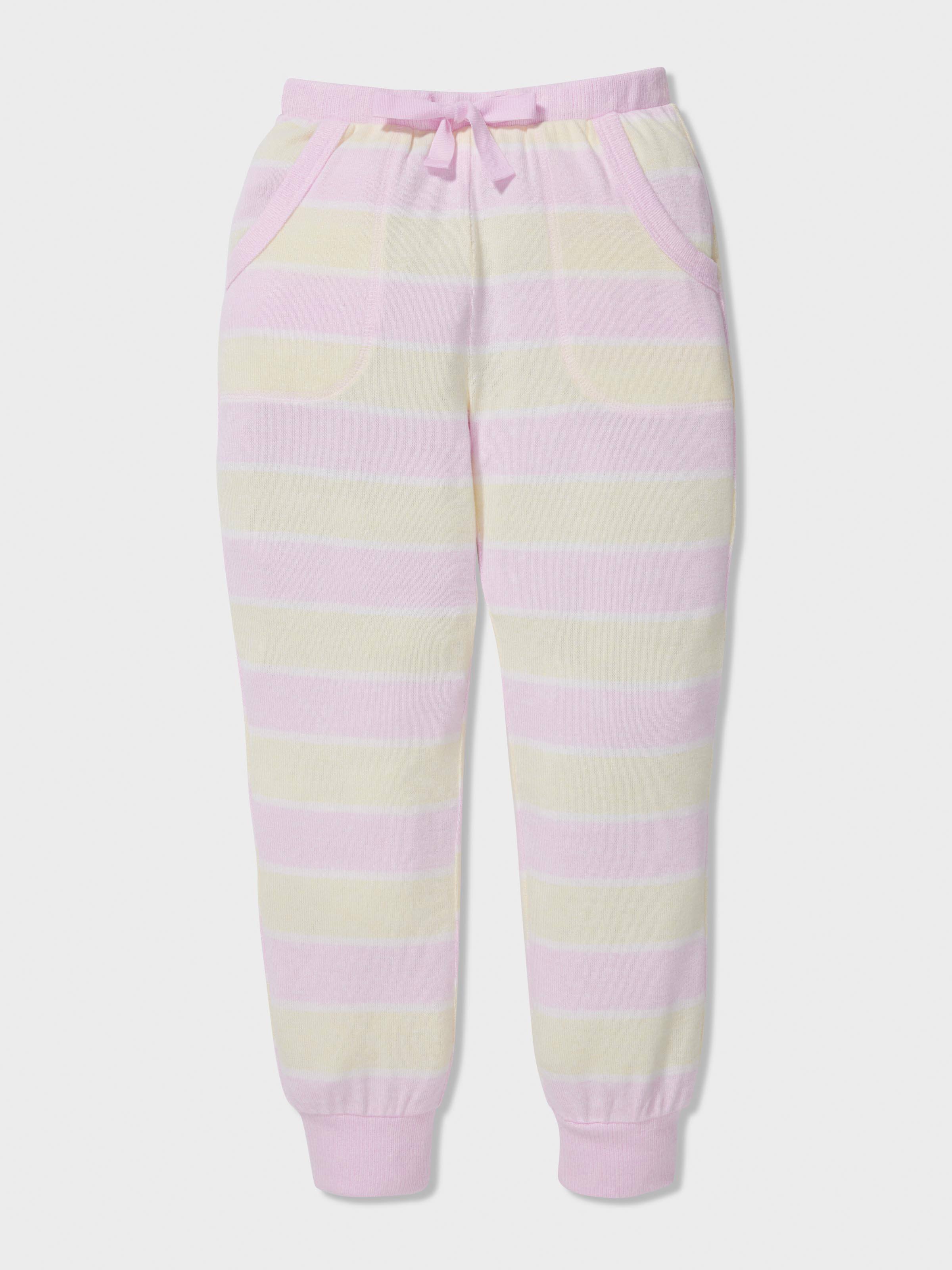 Girls Fuzzy Pastel Stripe Pj Set