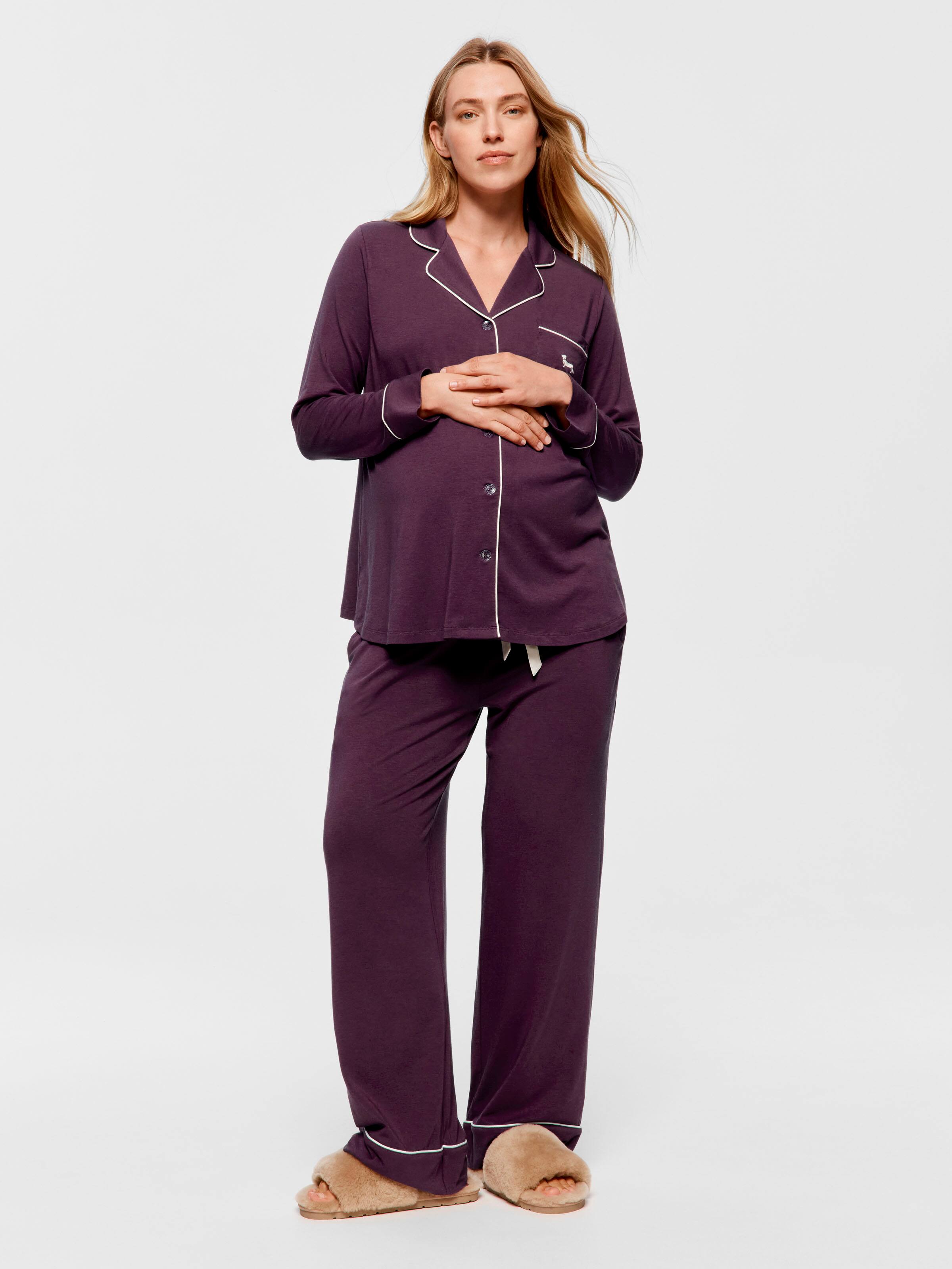 Maternity Grape Comfy Over The Bump Long Sleeve Pj Set