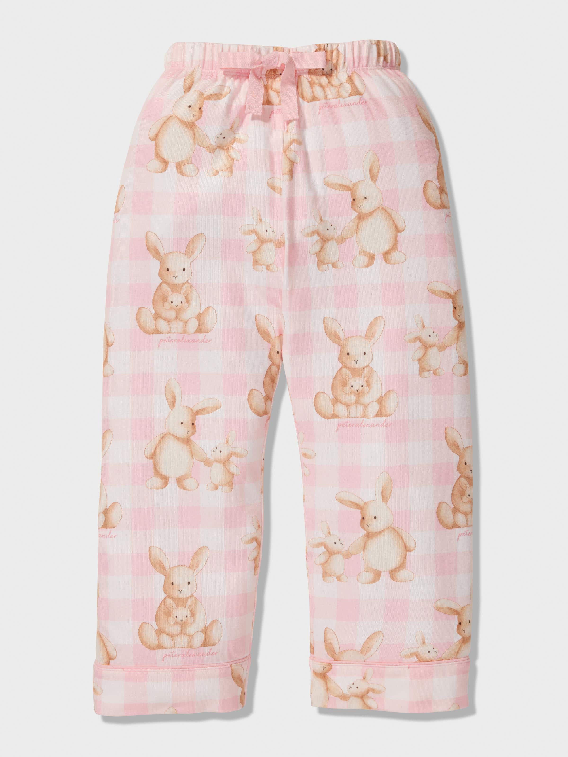 Jnr Girls Pink Check Bunny Classic Pj Set