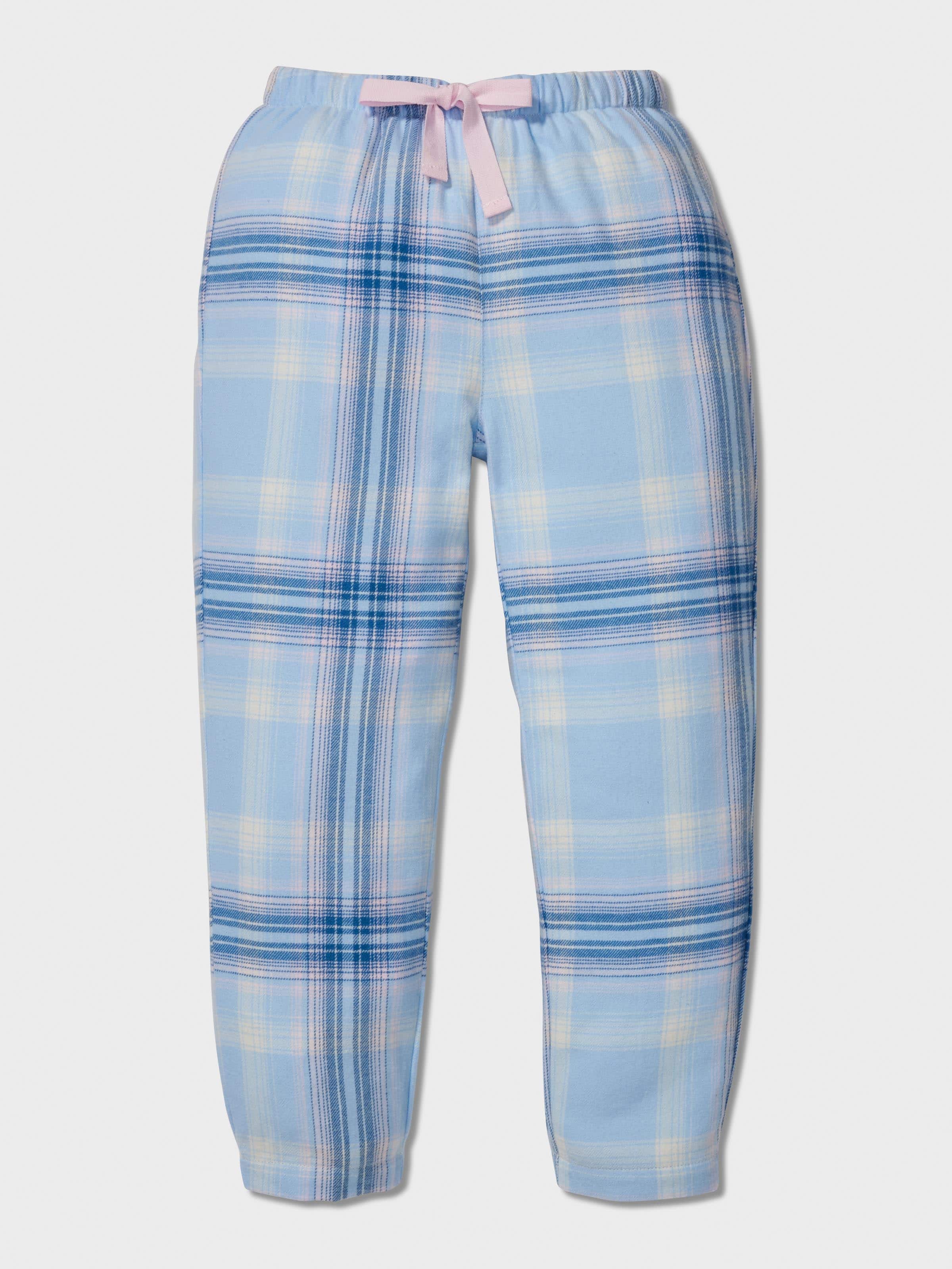Jnr Girls Blue Check Classic Long Pj Set