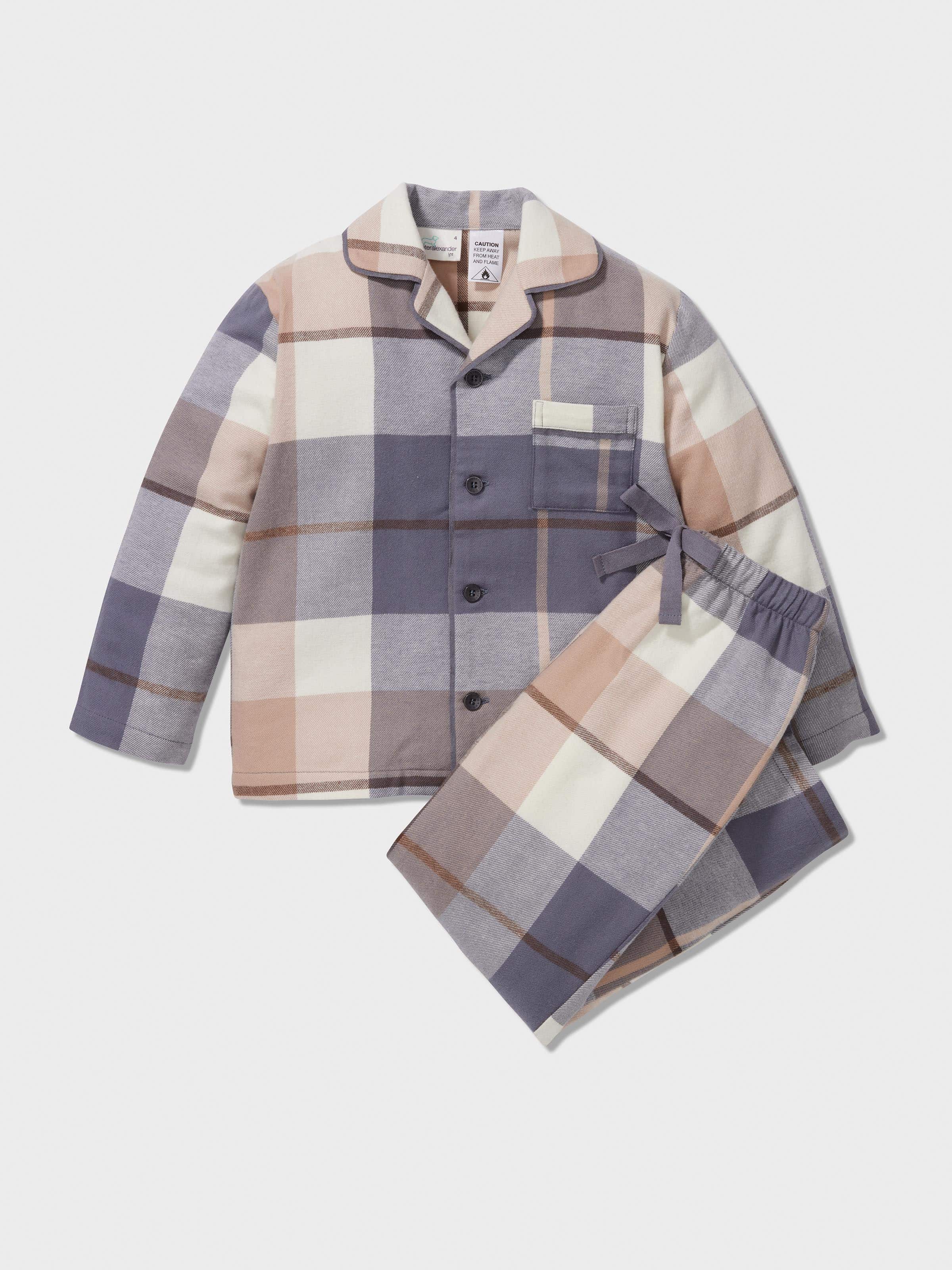 Boys Charcoal Check Classic Long Pj Set