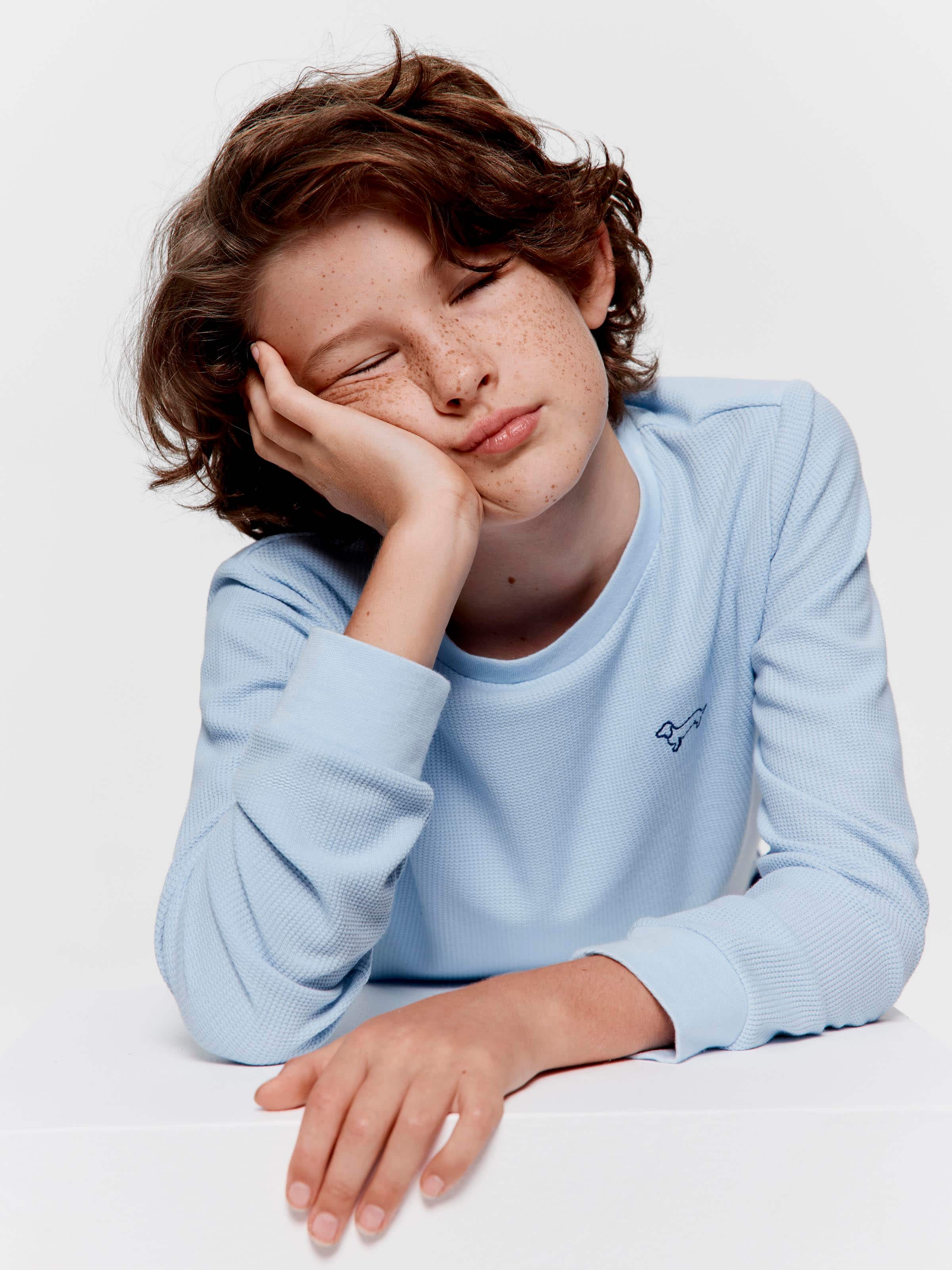 Boys Windowpane Check Long Pj Set