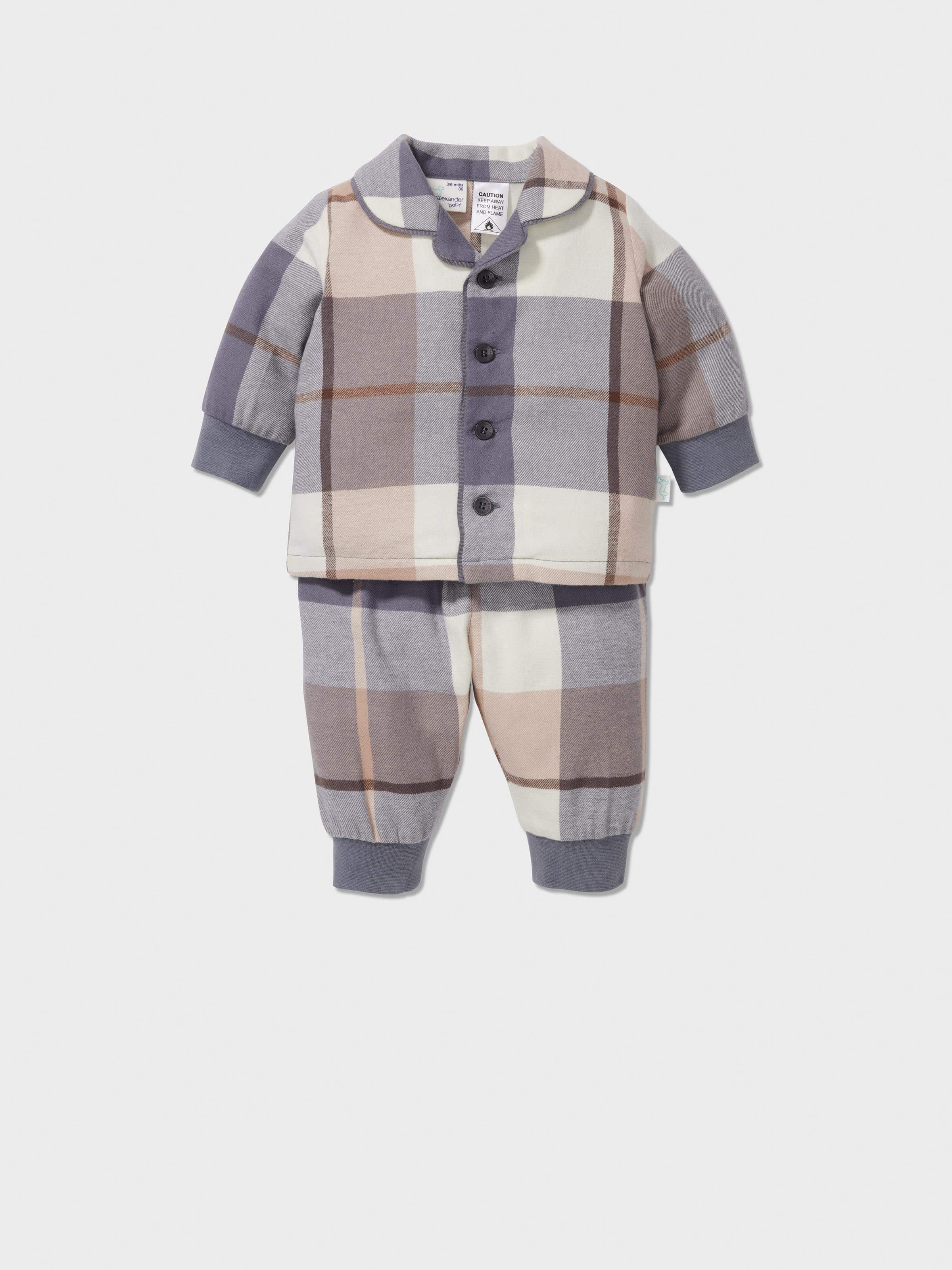 Baby Charcoal Check Long Classic Pj Set