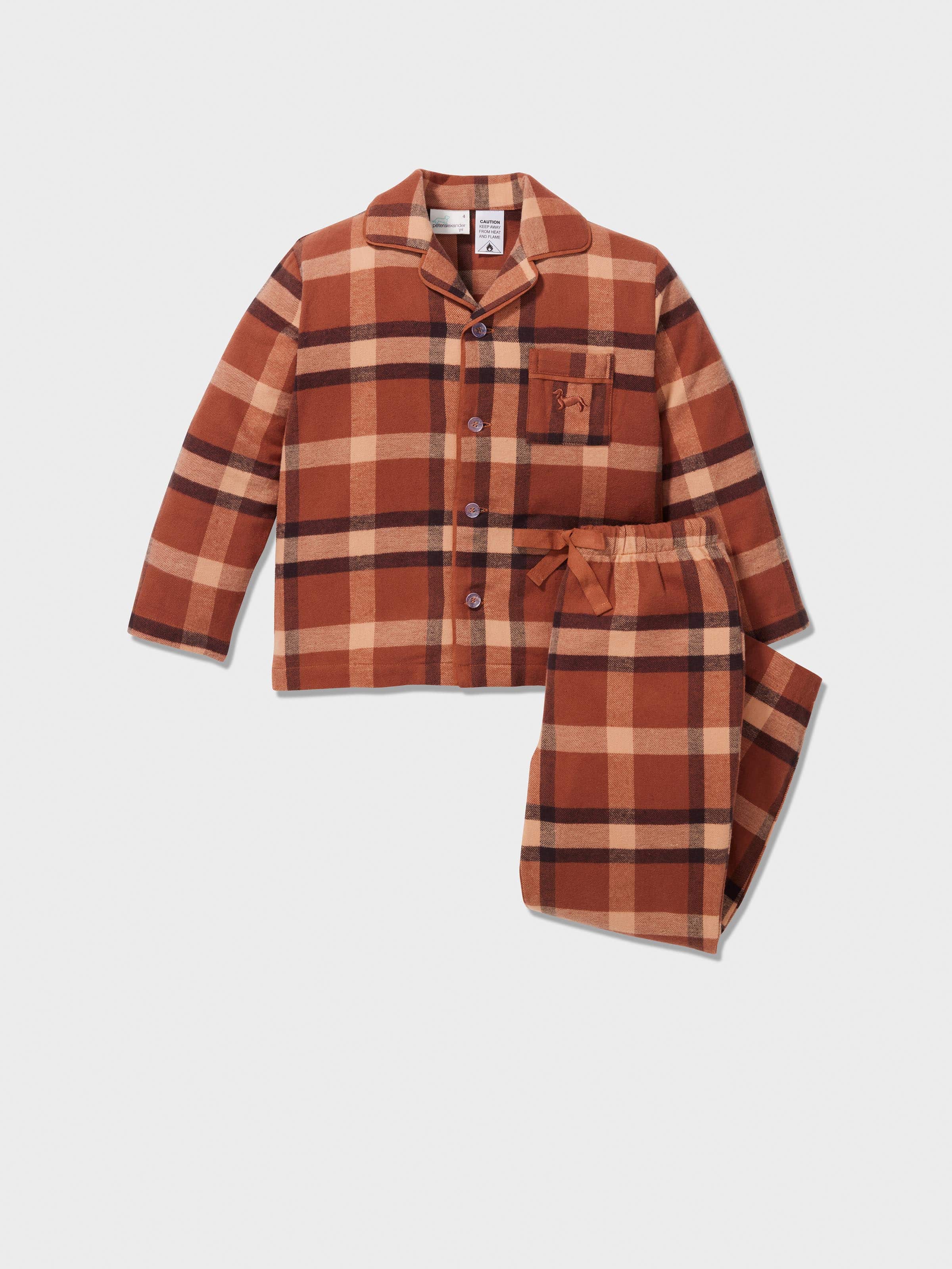 Jnr Boys Brown Check Long Classic Pj Set
