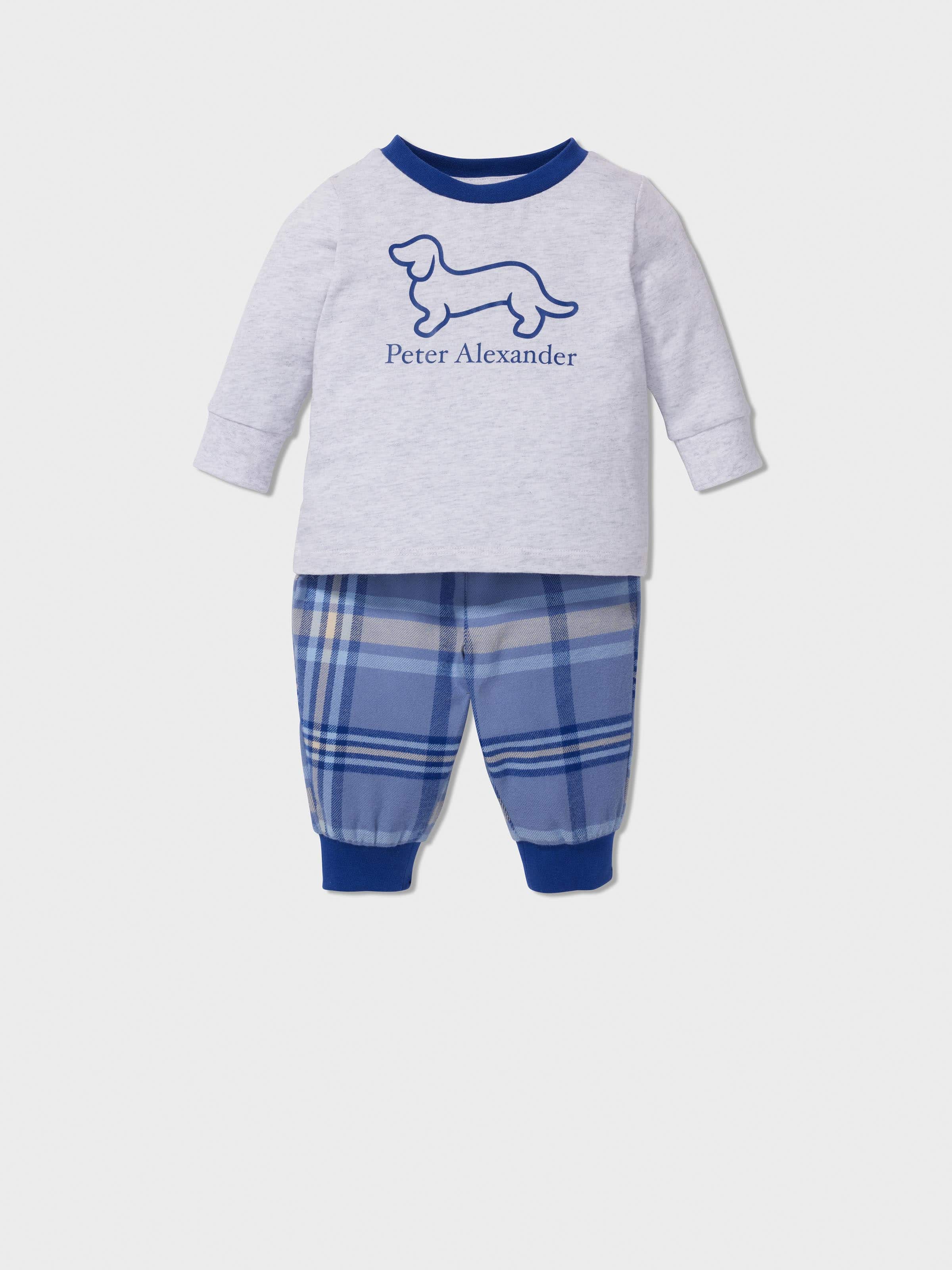 Baby Blue Check Long Pj Set