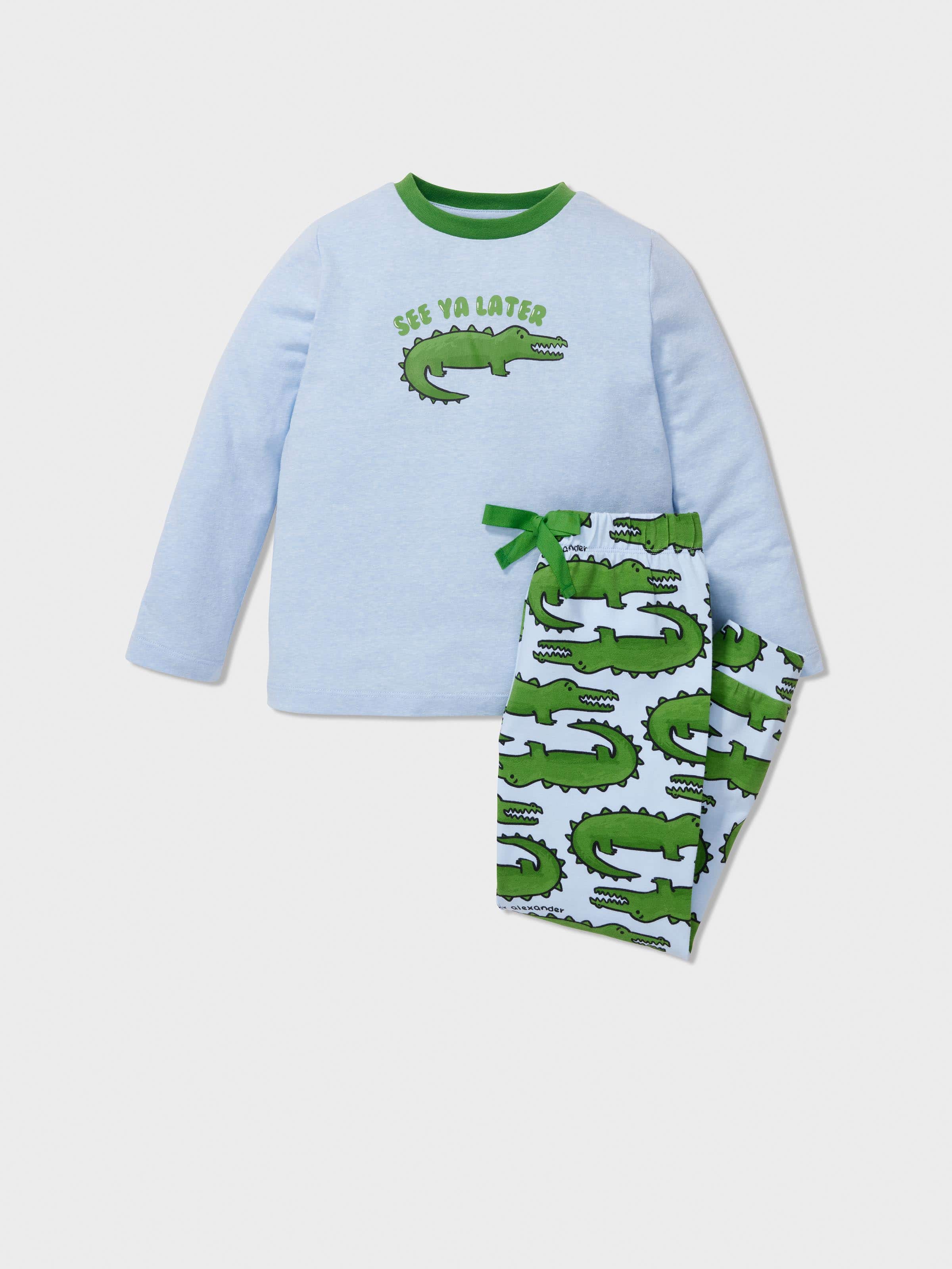 Jnr Boys Alligator Print Long Pj Set