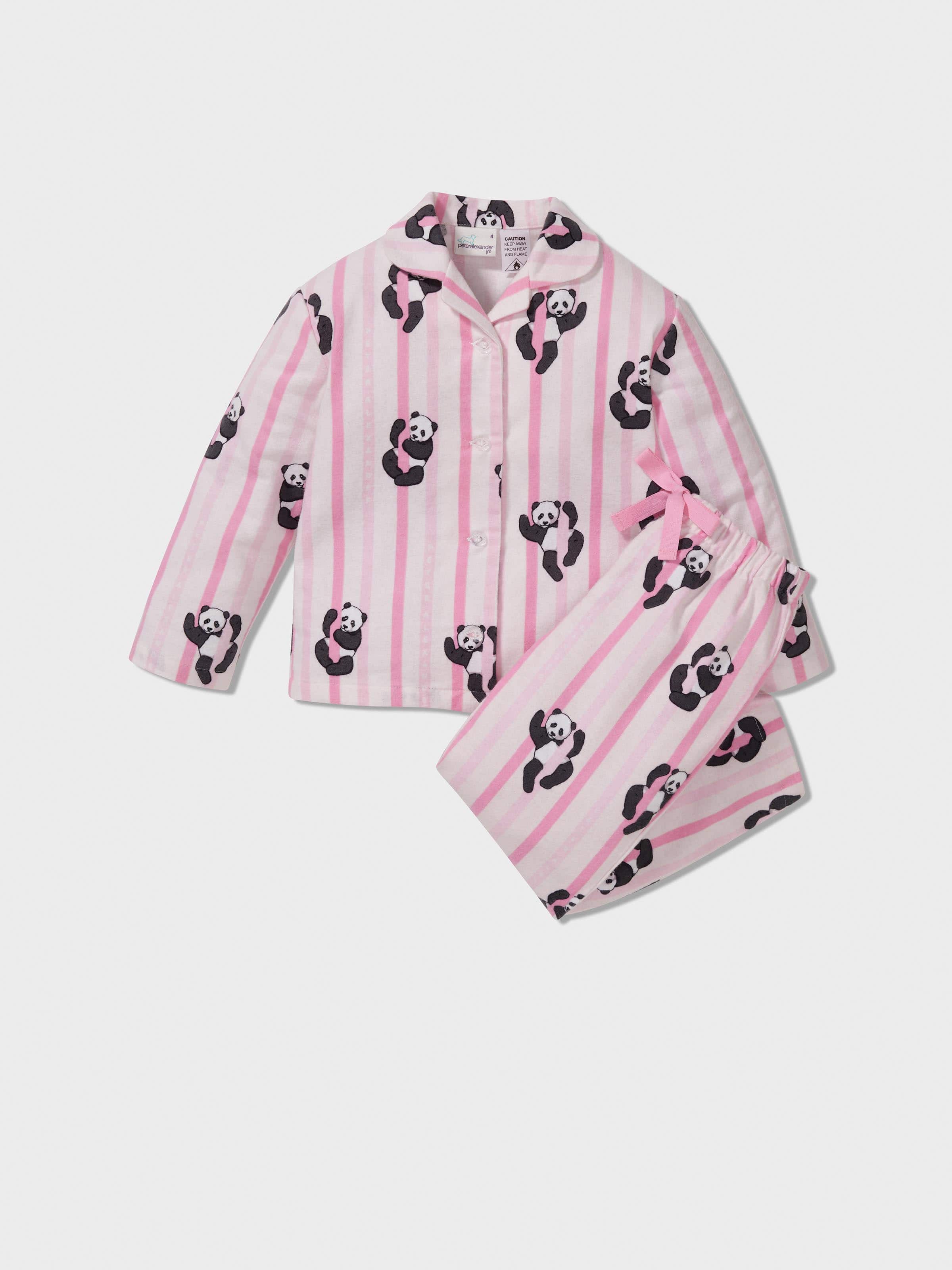 Jnr Girls Pink Panda Classic Pj Set