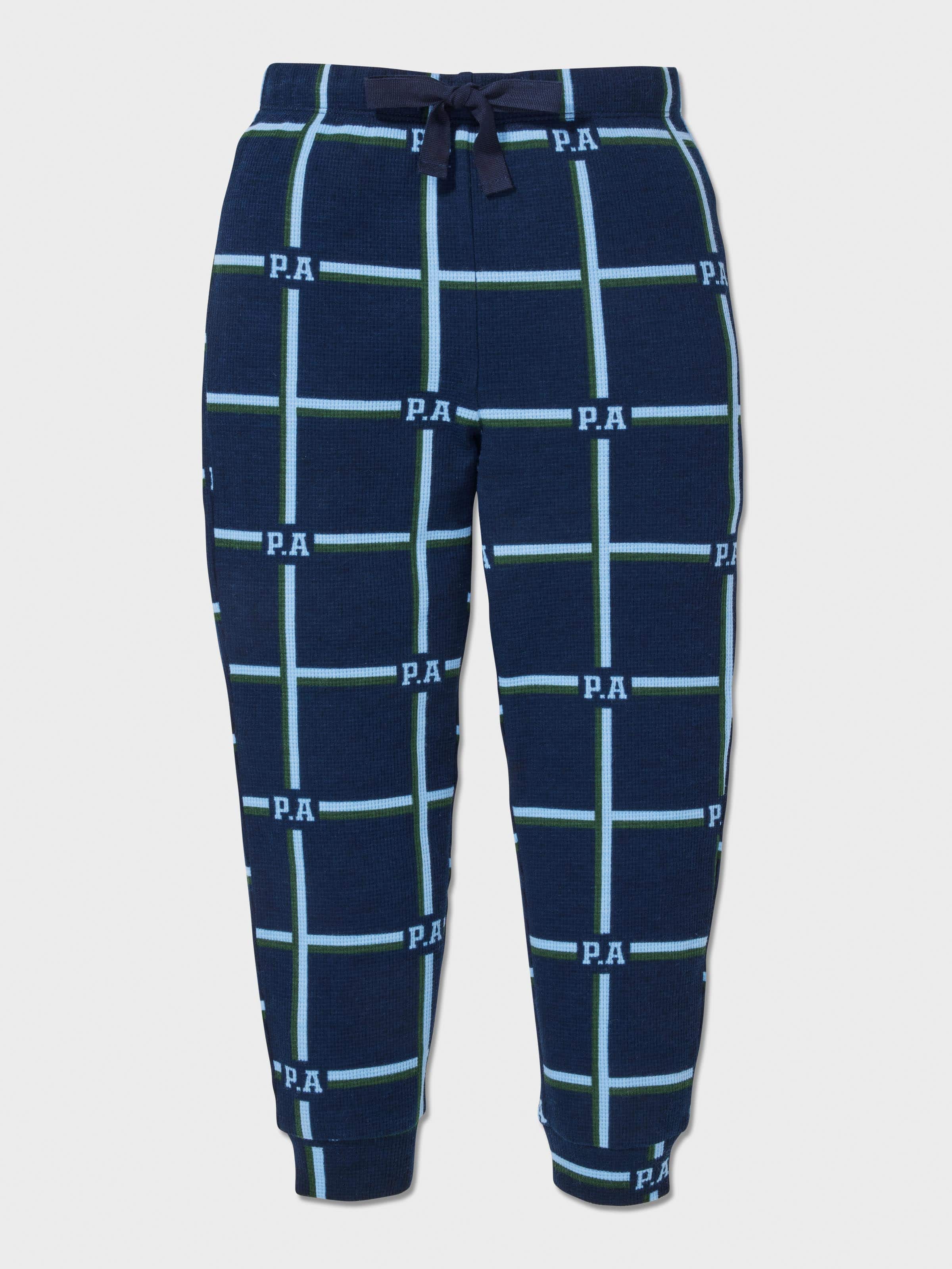 Jnr Boys Navy Check Long Pj Set
