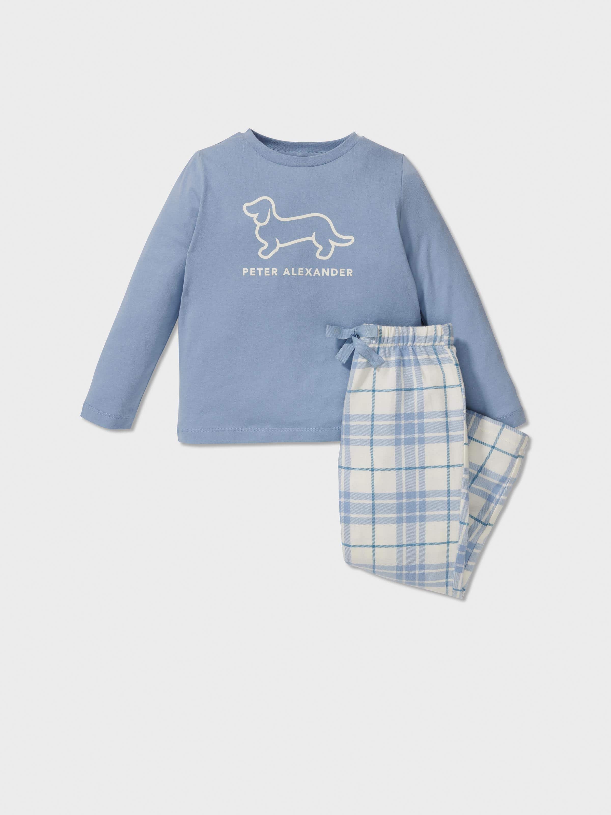 Jnr Boys Blue Check Long Pj Set