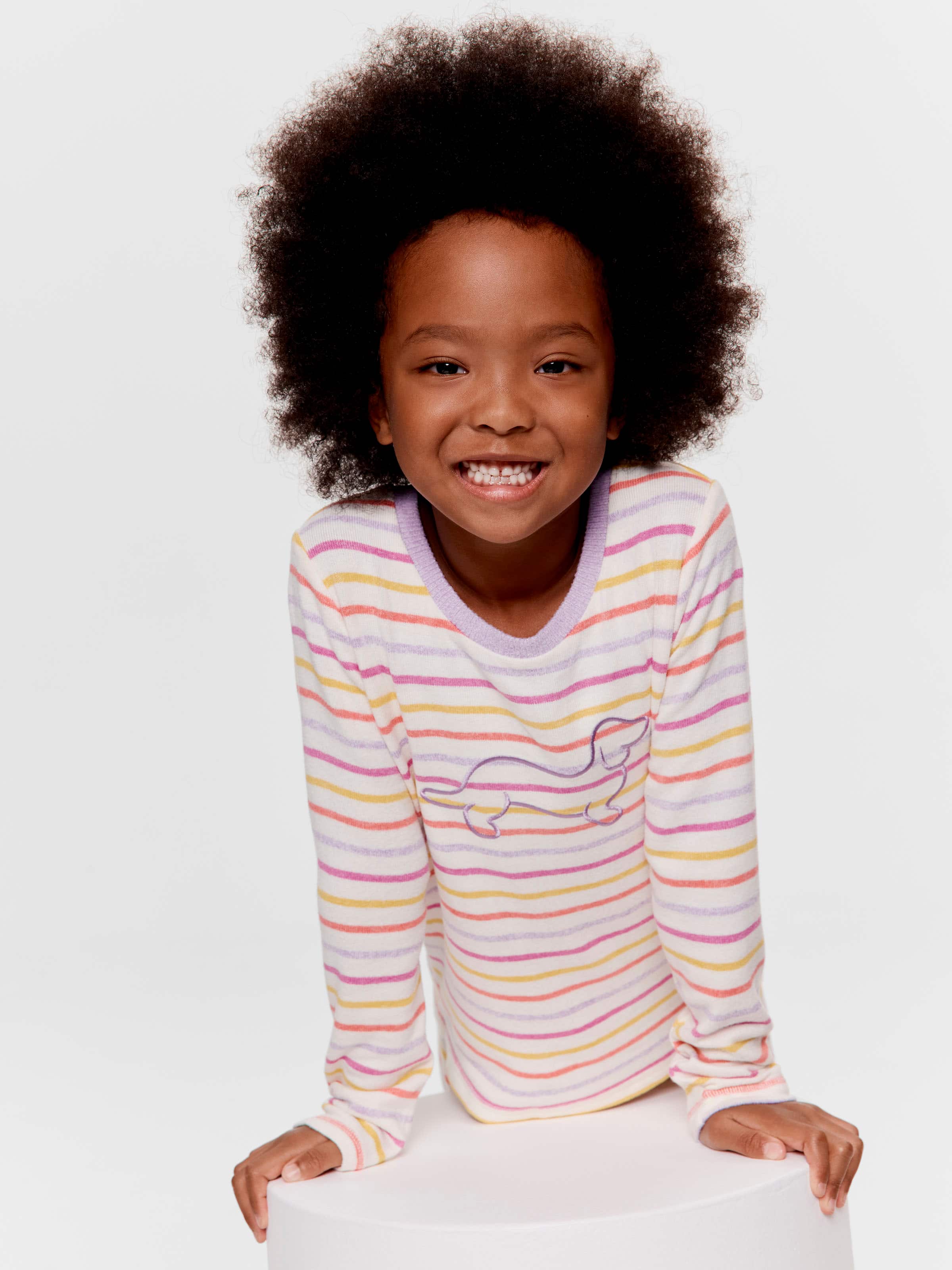 Jnr Girls Rainbow Stripe Pj Set
