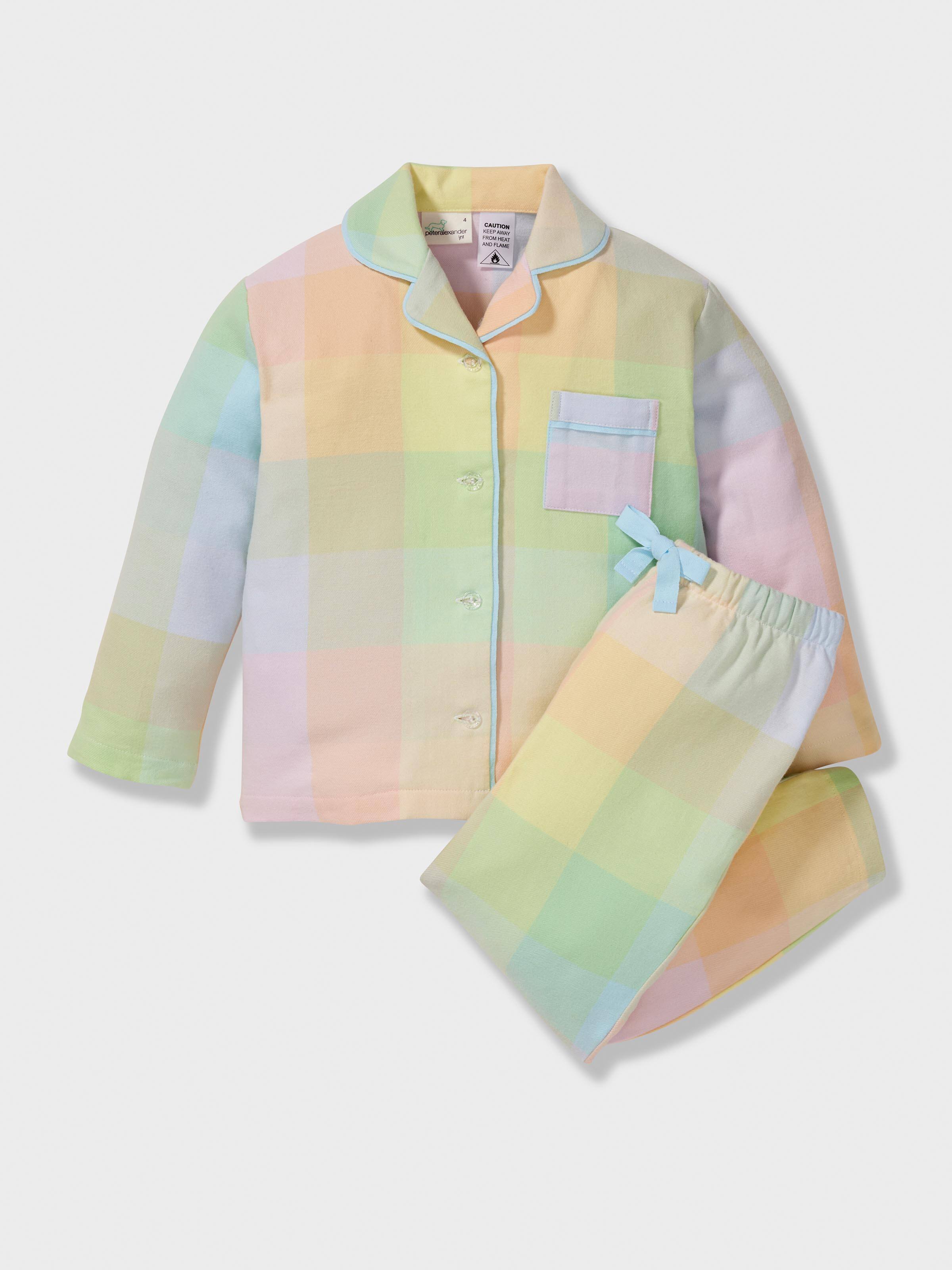 Girls Rainbow Check Classic Pj Set