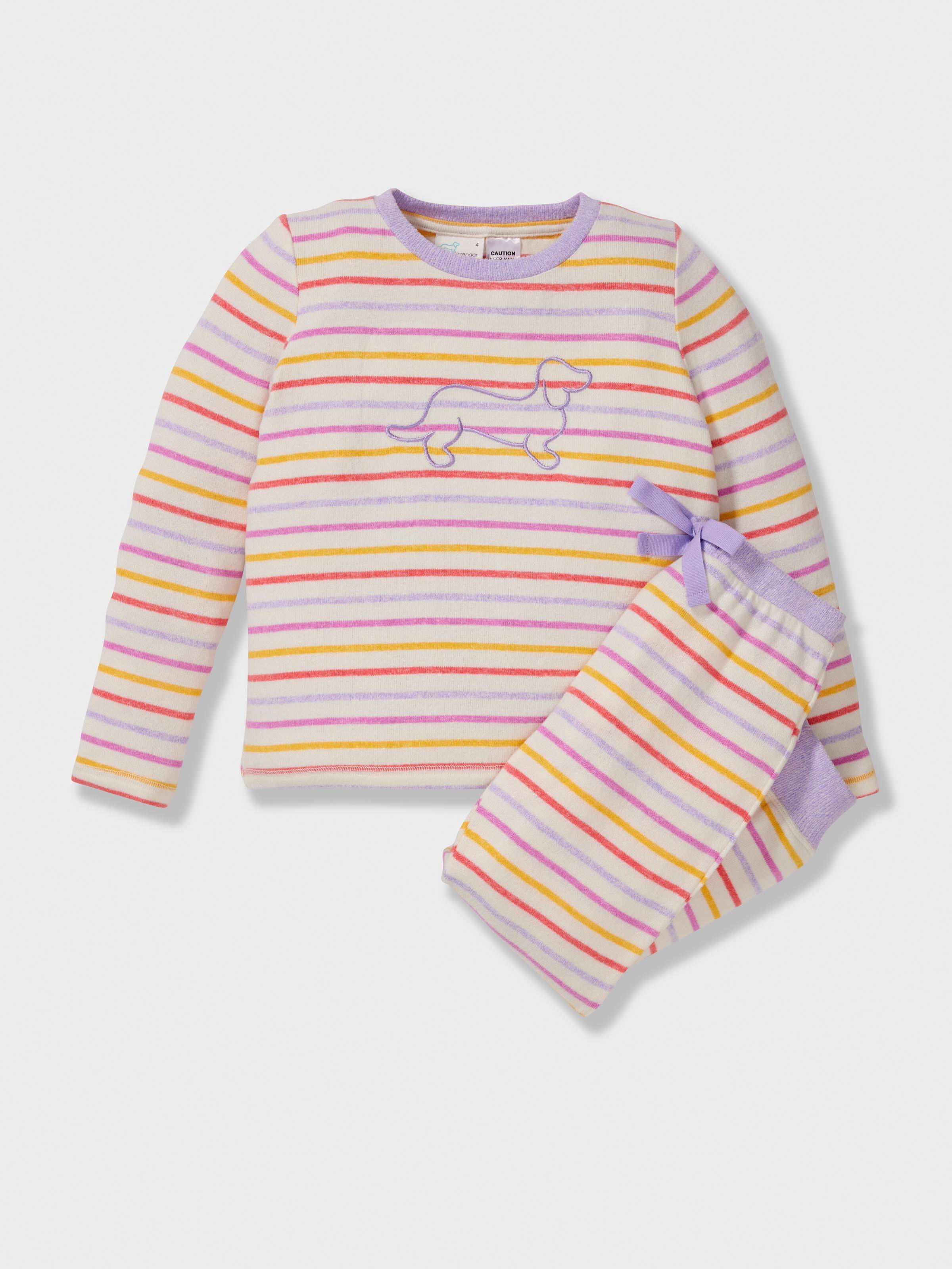 Girls Rainbow Stripe Pj Set