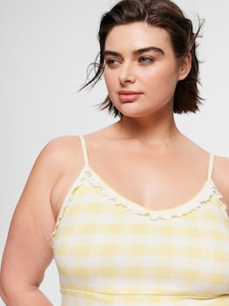P.A. Plus Fuzzy Gingham Crop Top