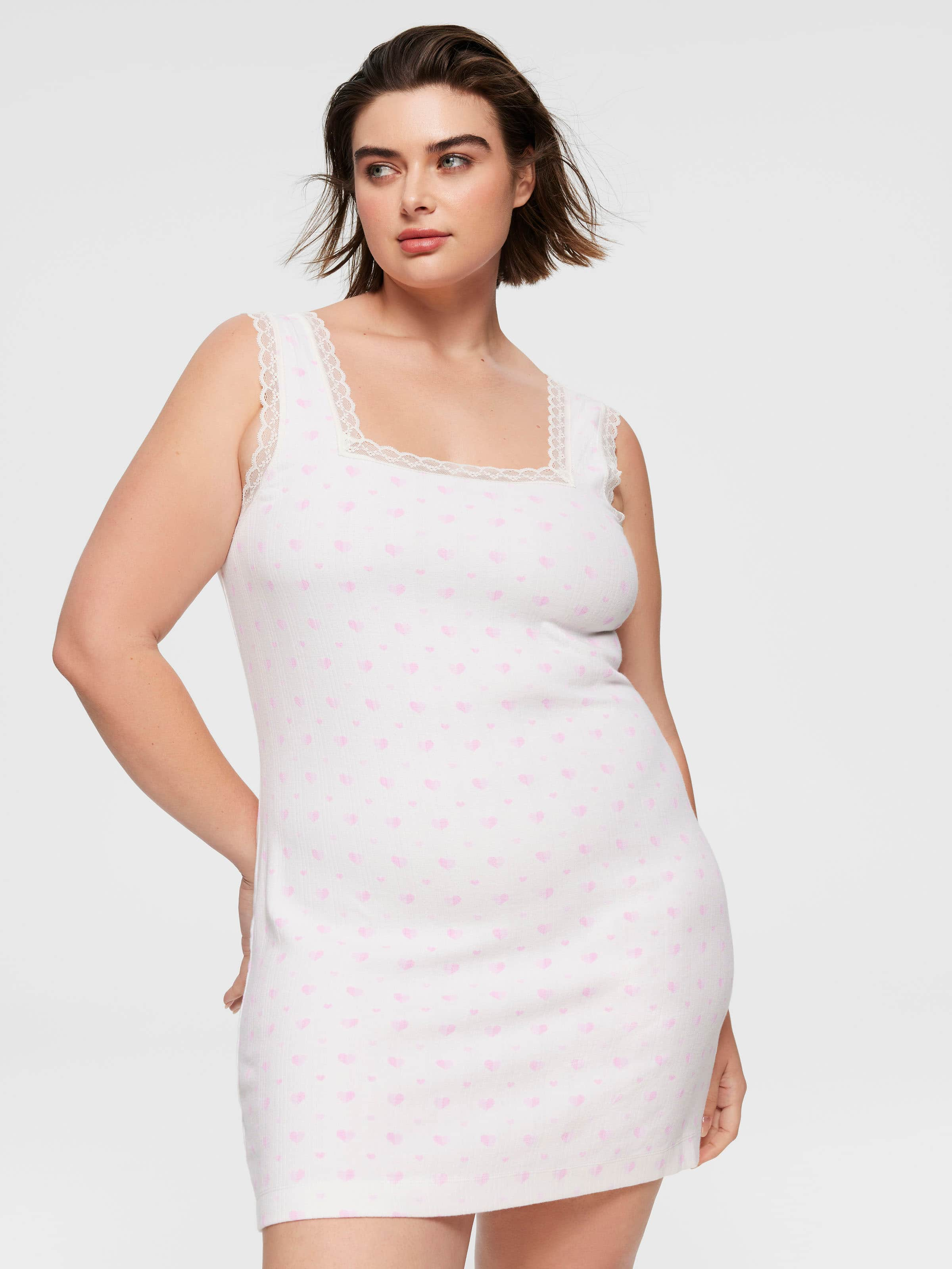 Light pink Womens Plus Size Henley Nightie