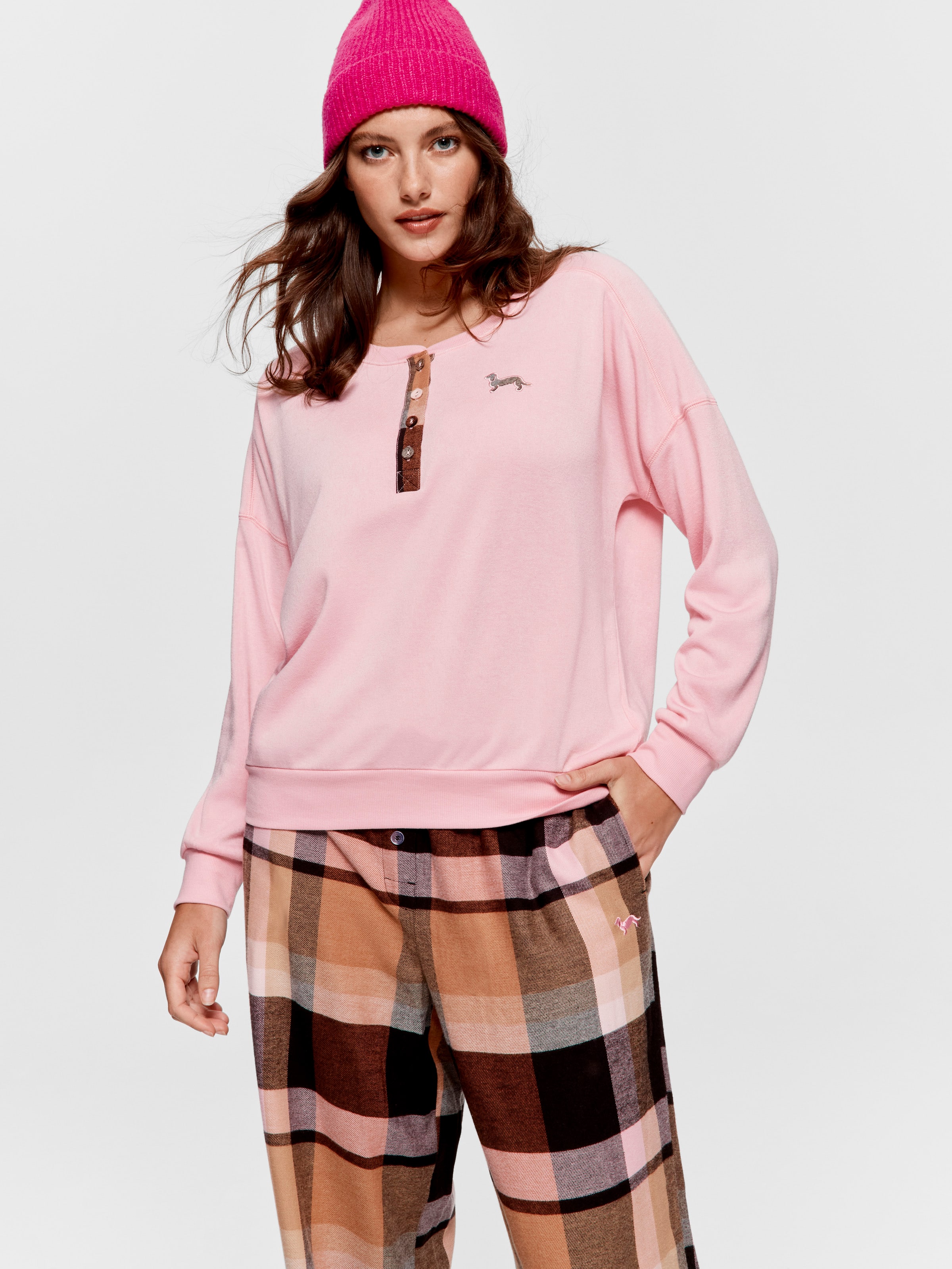 Check Henley Sweater