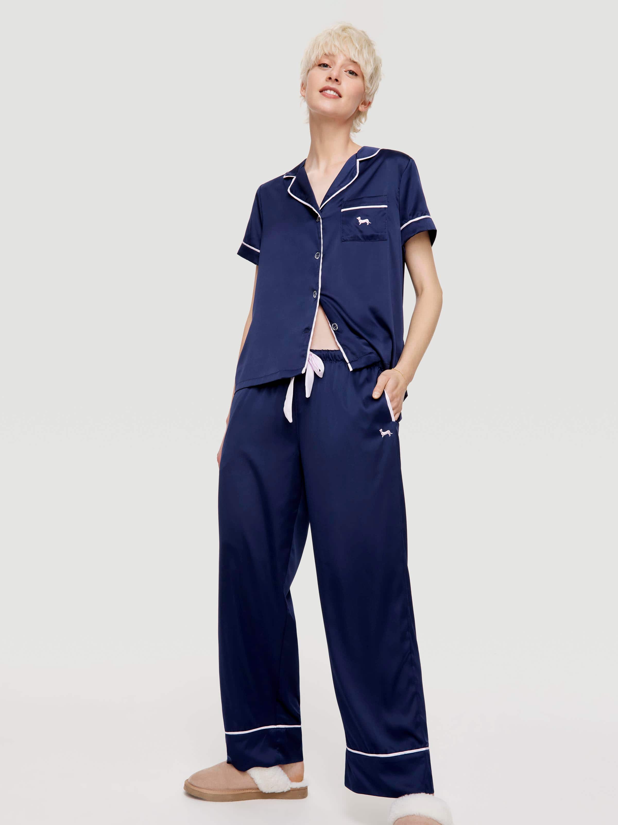 Navy Tux Luxe Satin Pj Pant