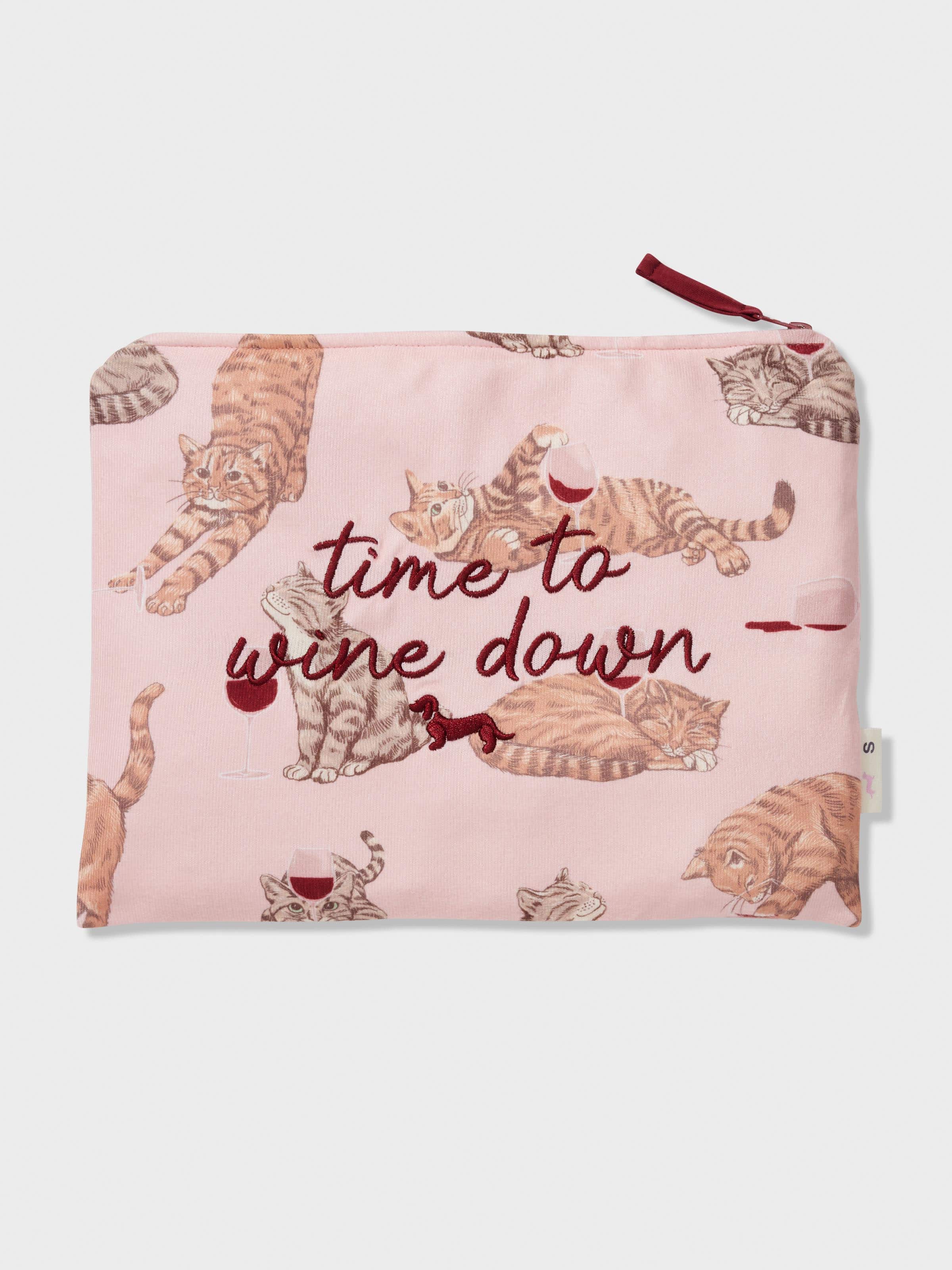 Image for Wine And Cats Plush Long Pj Set from JustGroupNZ