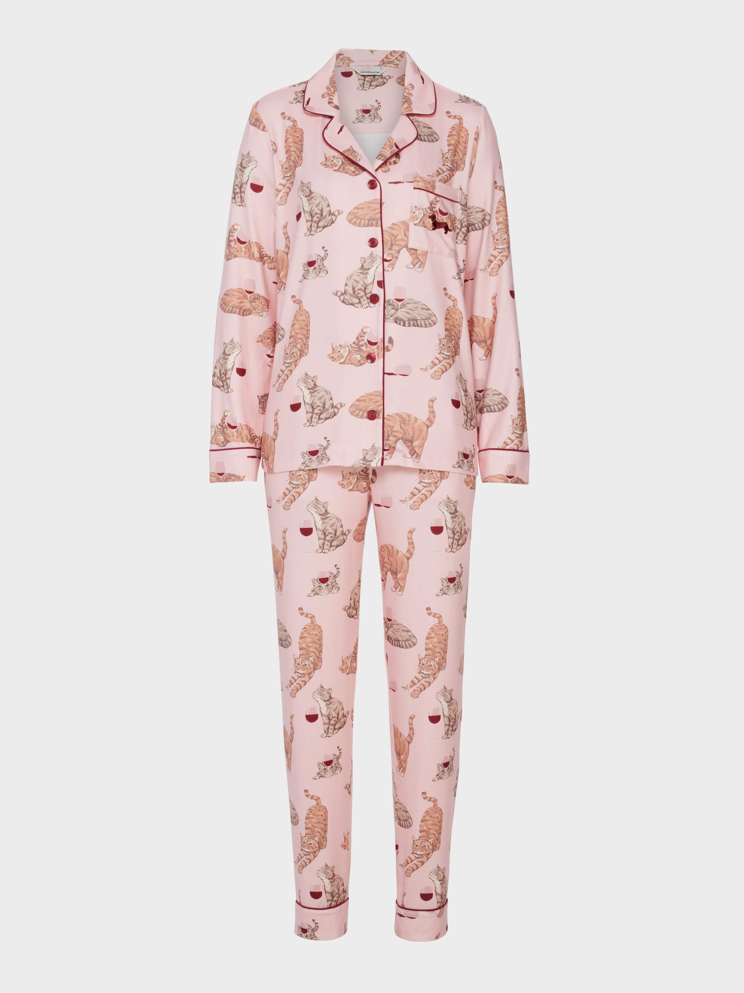 Image for Wine And Cats Plush Long Pj Set from JustGroupNZ
