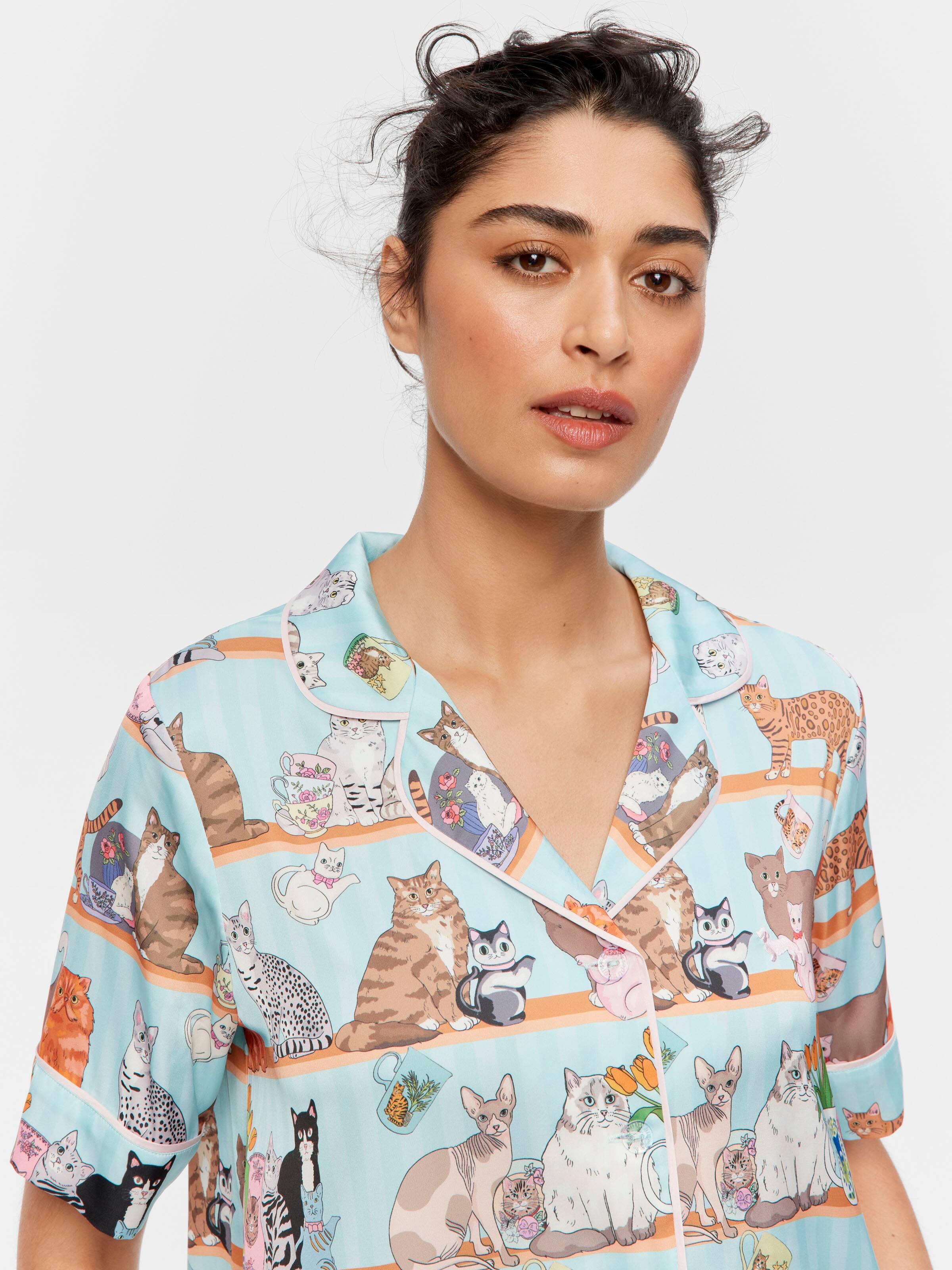 Karen Mabon Cat Satin Shortie Pj Set