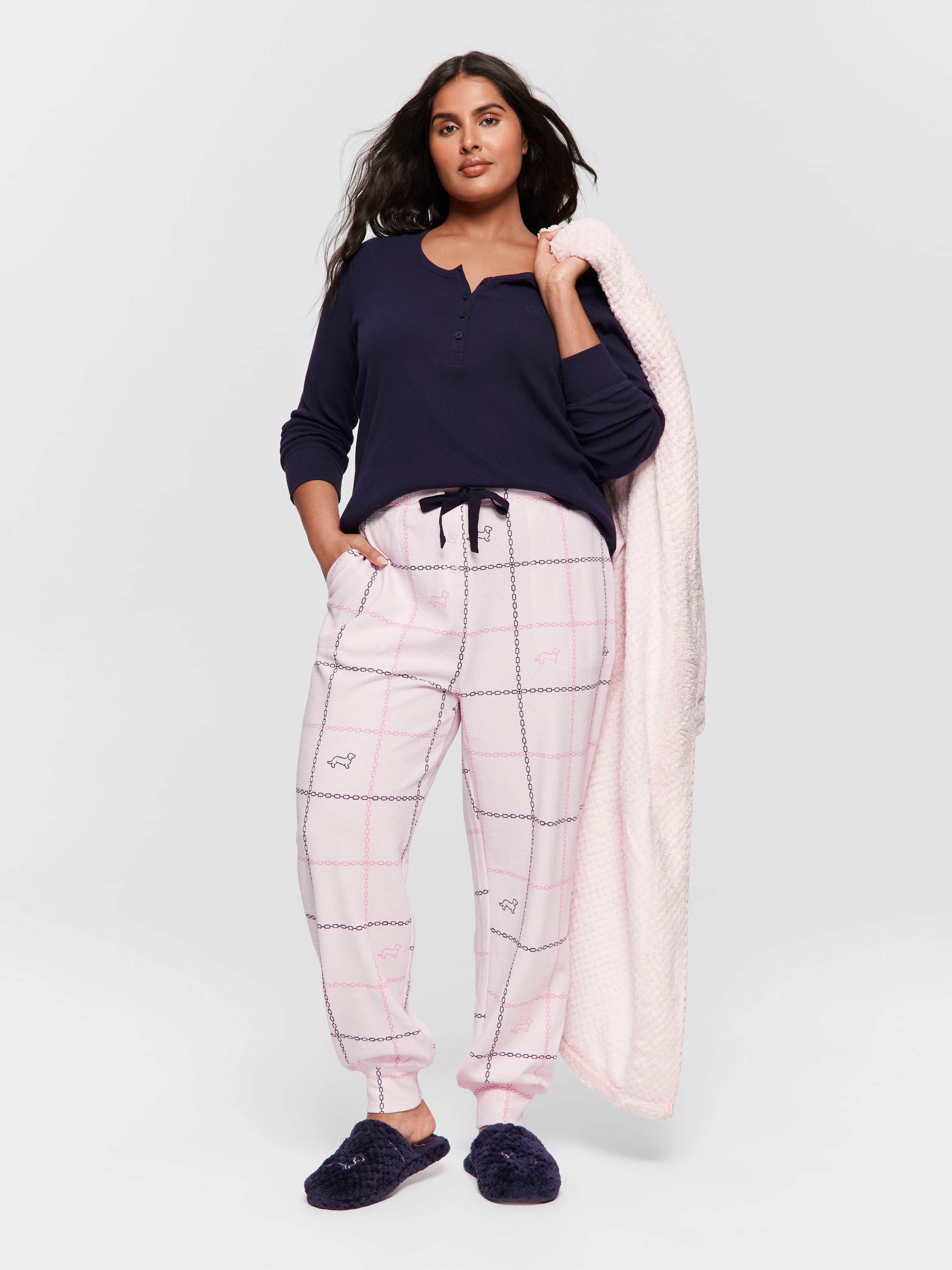 P.A. Plus Pink Windowpane Easy Pj Pant