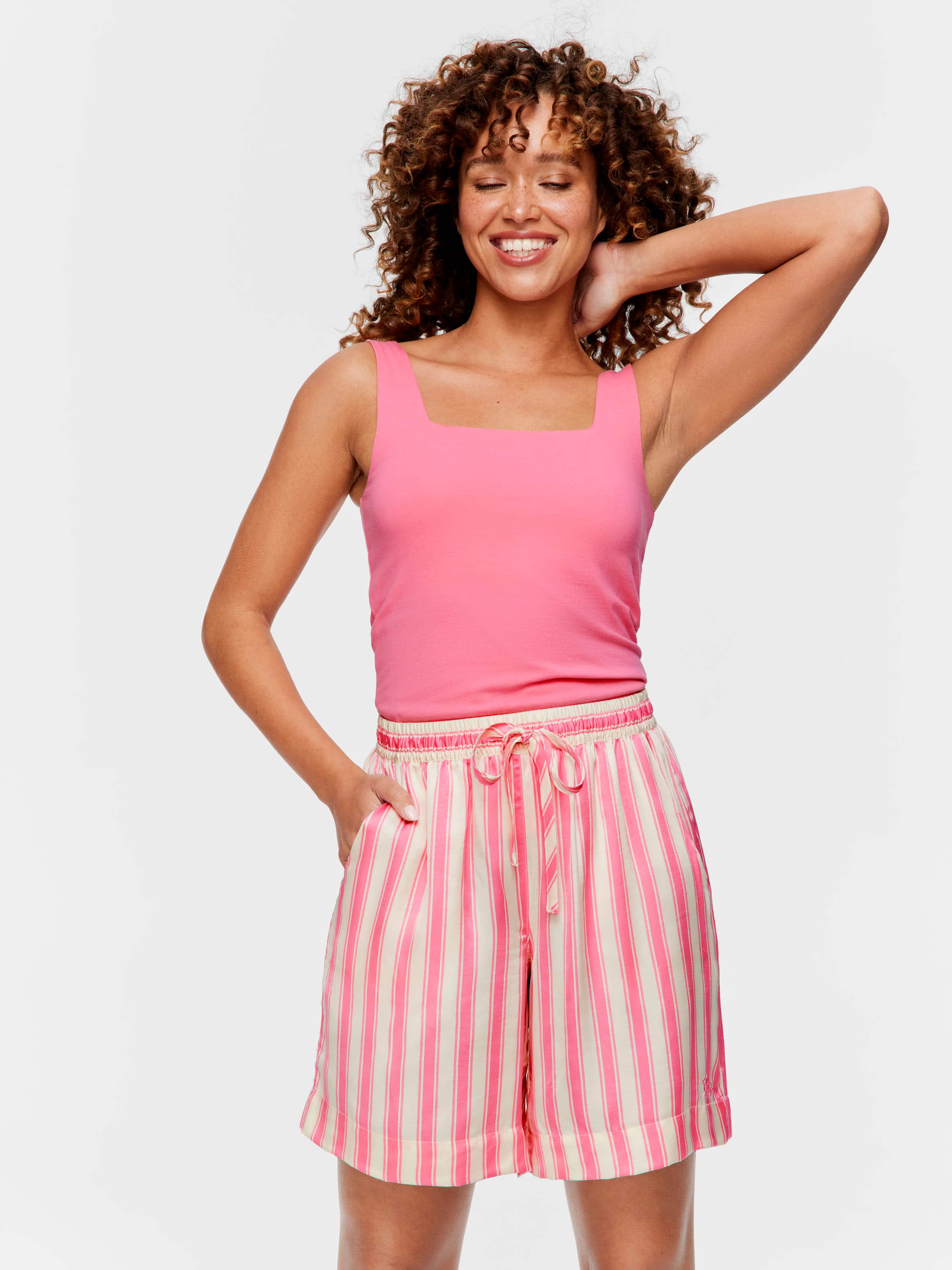 Stripe Satin Long Short