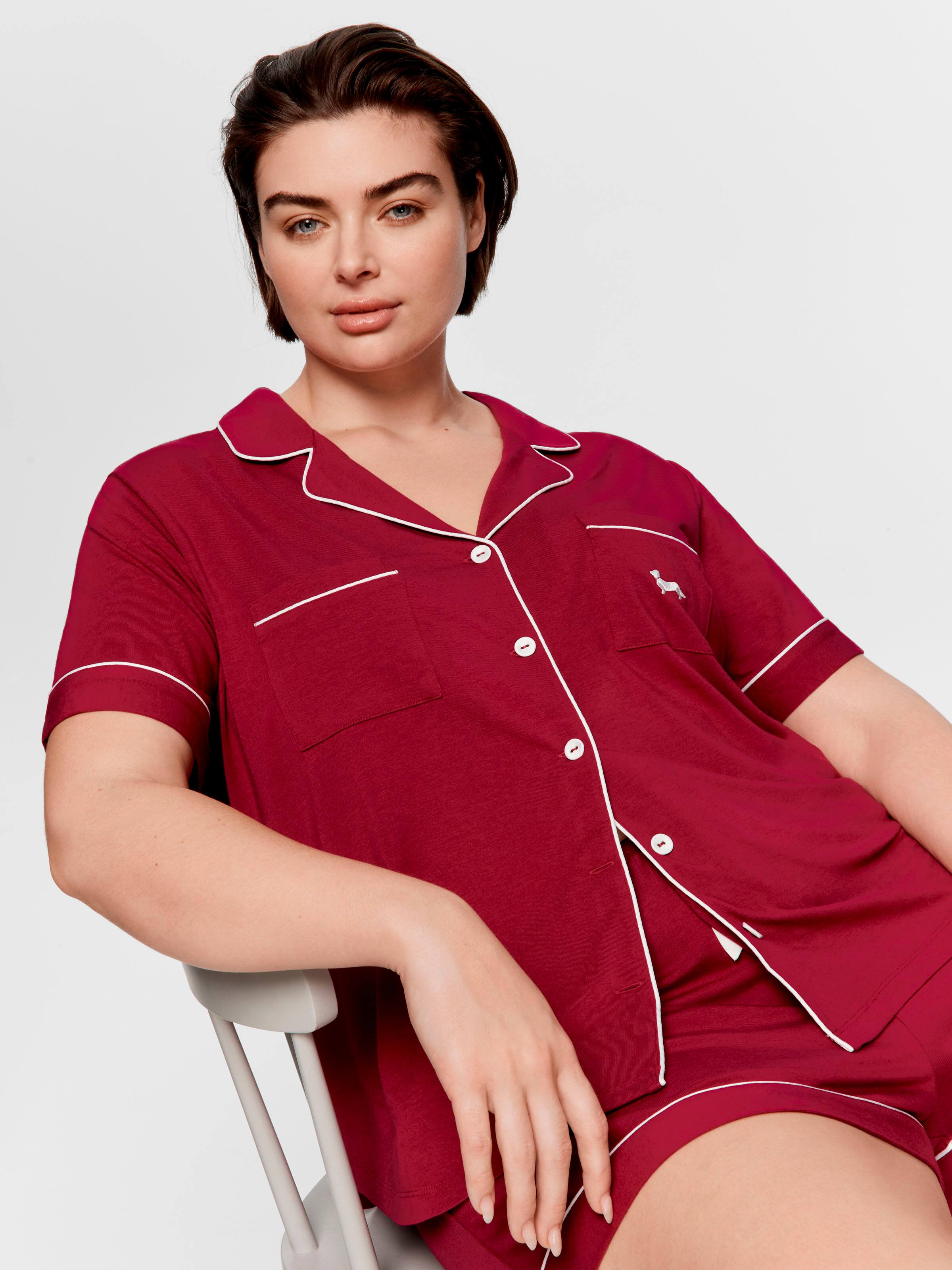 P.A. Plus Cherry Bamboo Shortie Pj Set
