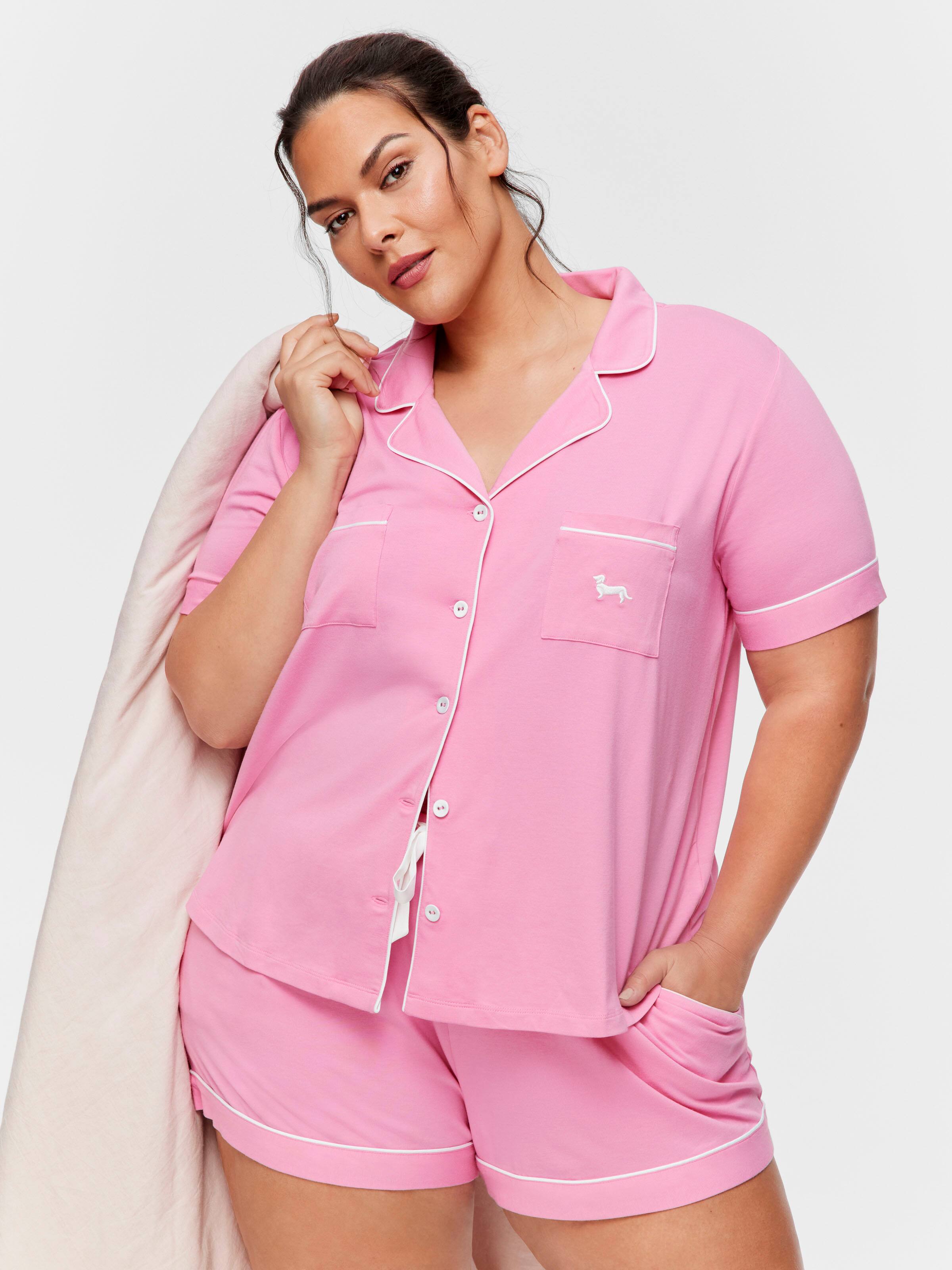 P.A. Plus Pink Bamboo Shortie Pj Set
