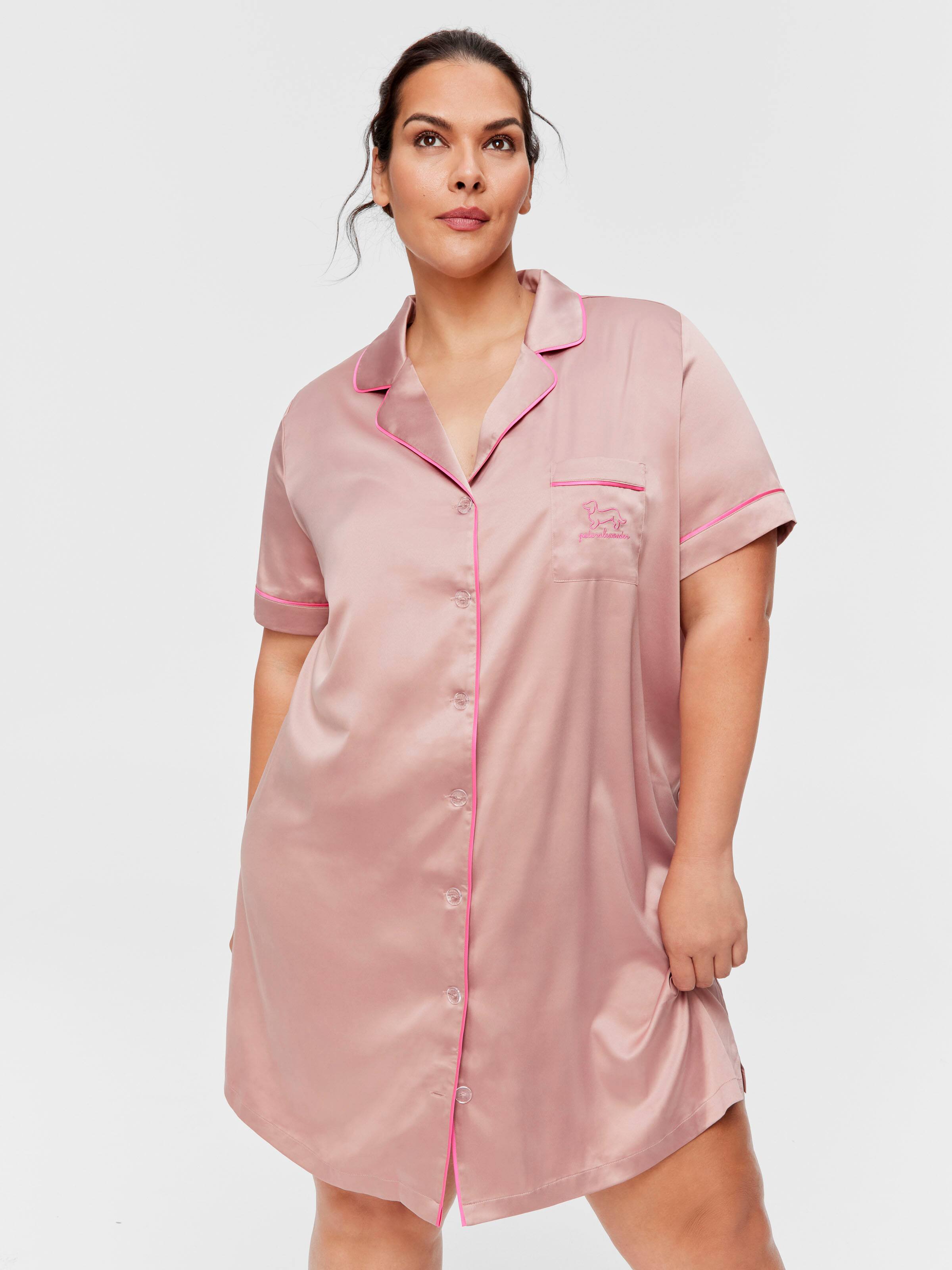 P.A. Plus Nougat Satin Short Sleeve Nightshirt