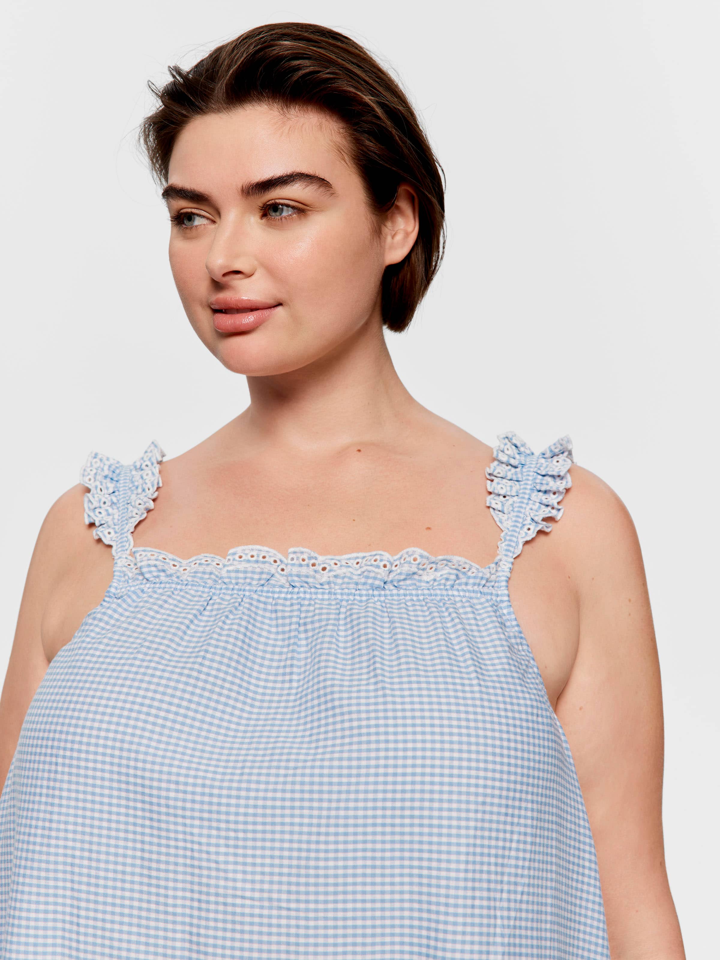 P.A. Plus Gingham Broiderie Nightie