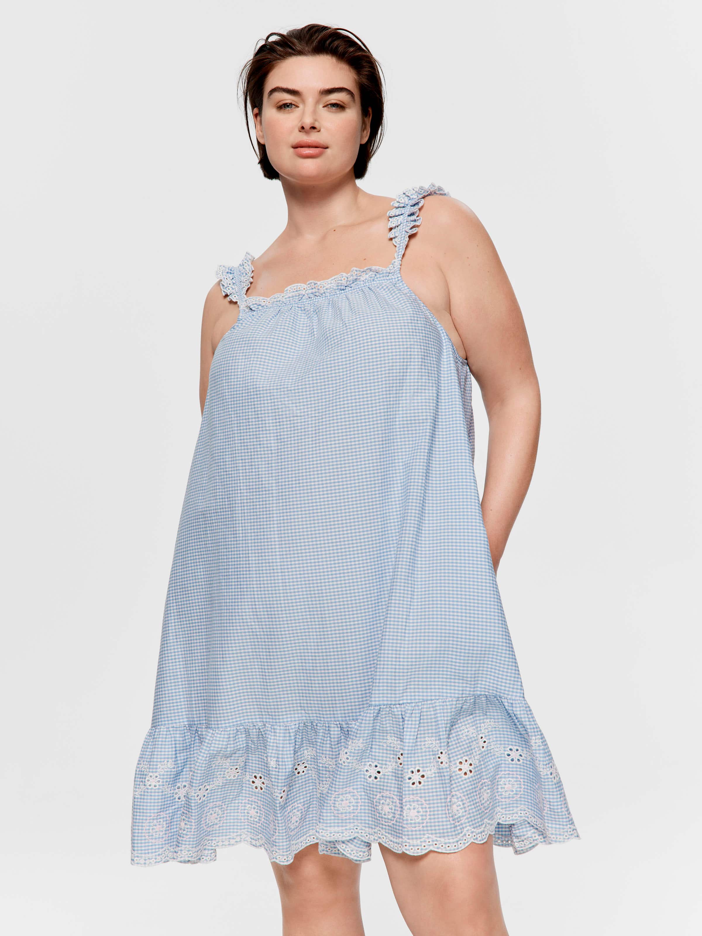 P.A. Plus Gingham Broiderie Nightie