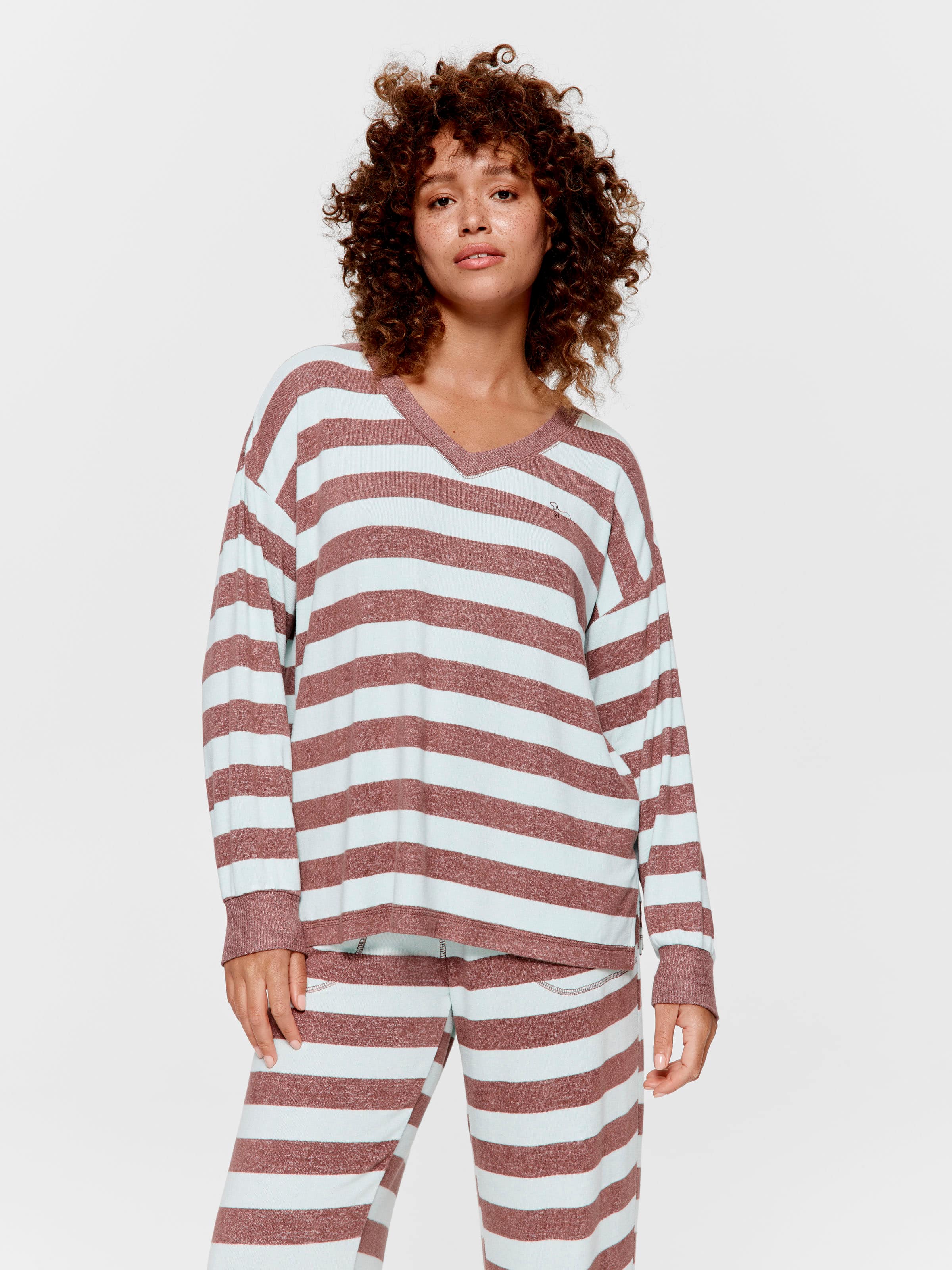 Mint Choc Fuzzy Stripe Sweater