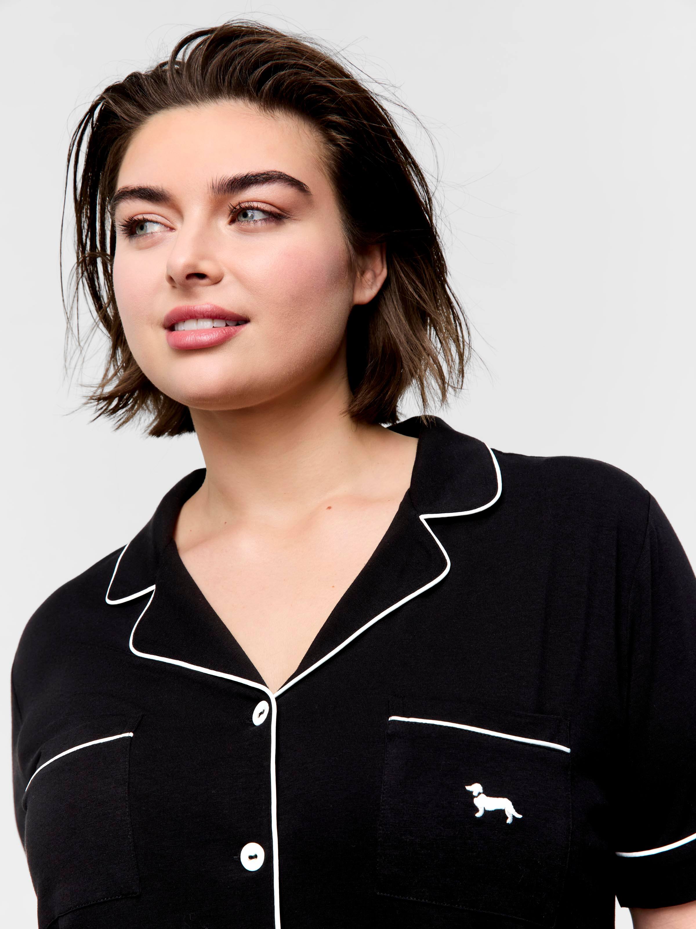 P.A. Plus Black Bamboo Shortie Pj Set