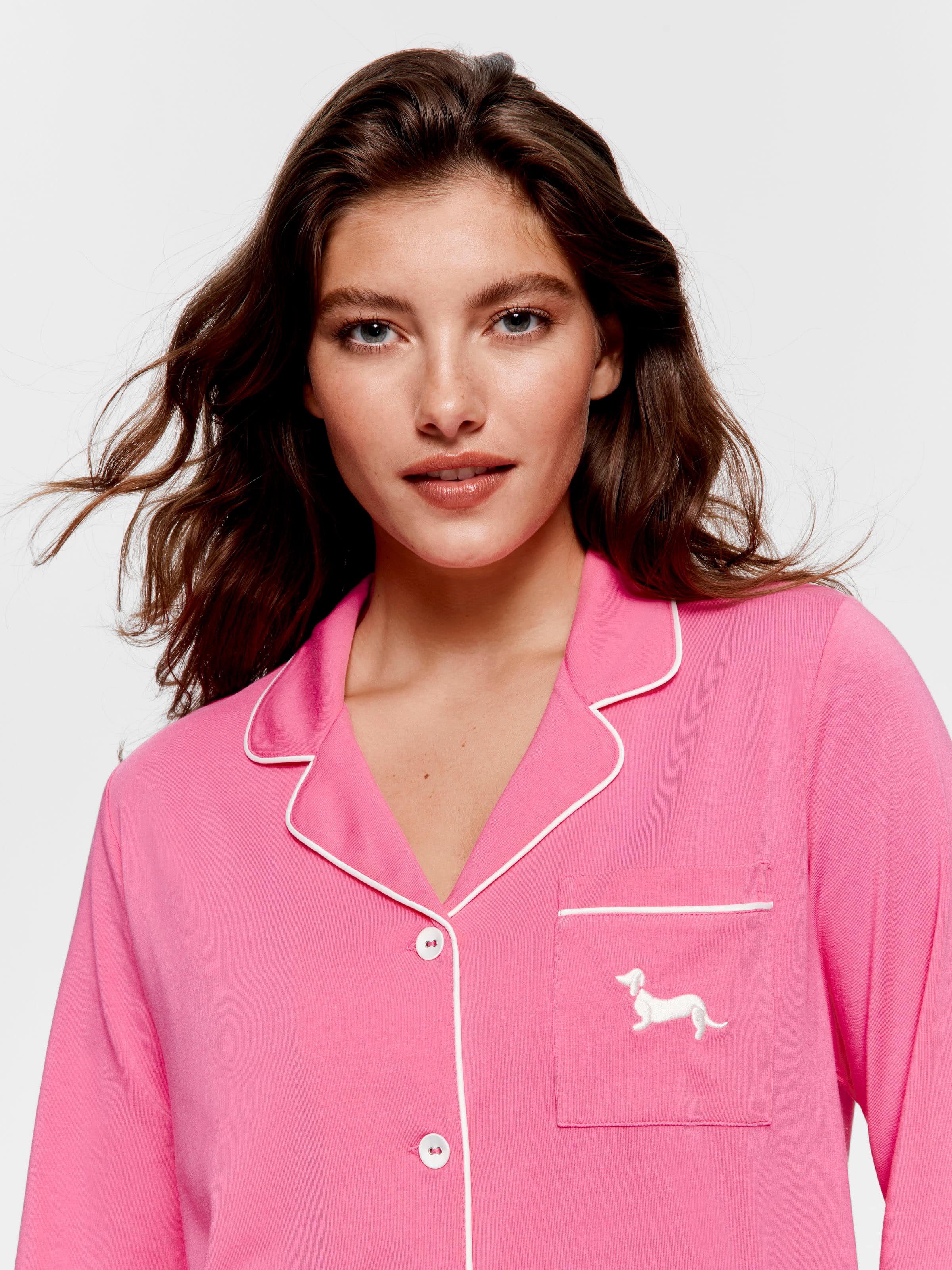 Hot Pink Bamboo Jersey Long Pj Set