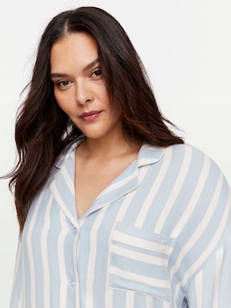 P.A. Plus Blue Stripe Long Sleeve Flannelette Shirt