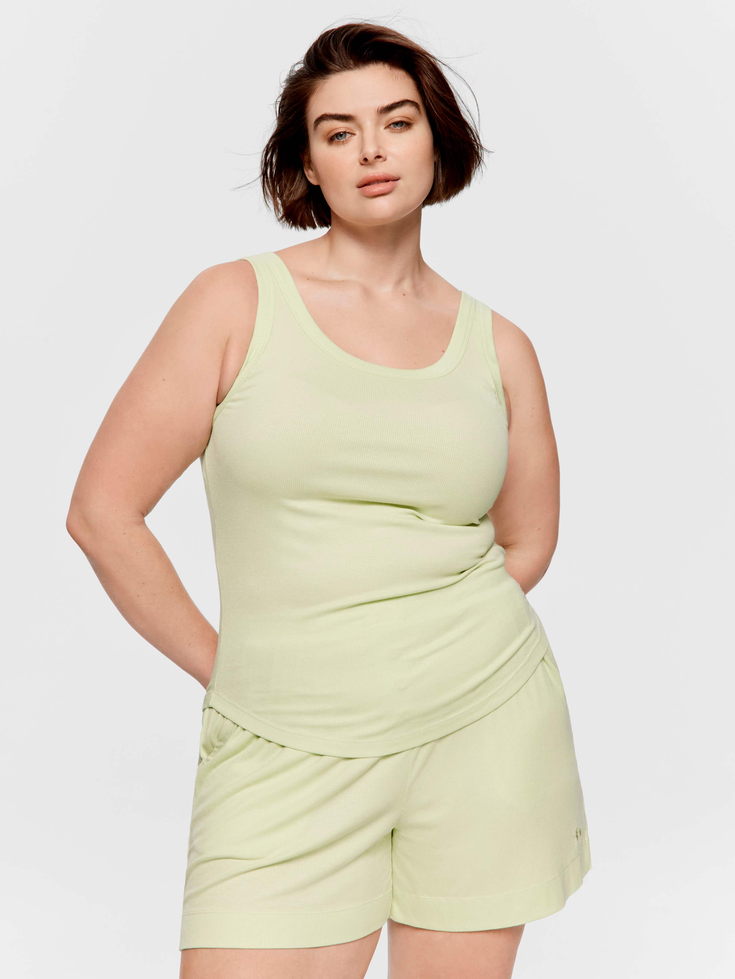 P.A. Plus Mint Bamboo Rib Tank