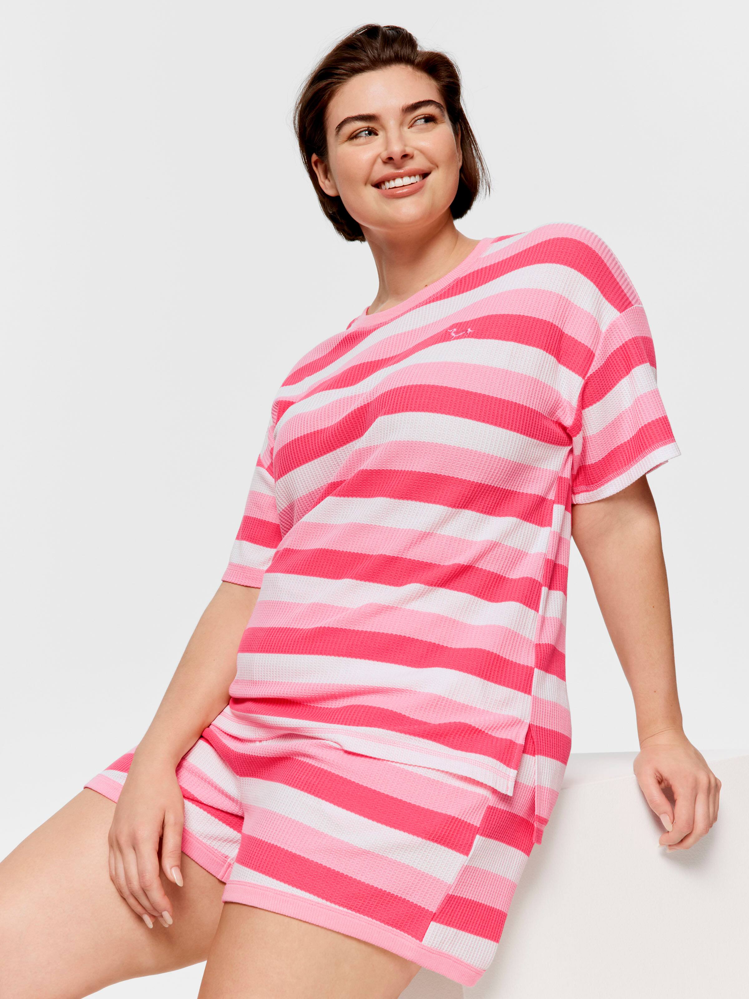 P.A. Plus Chunky Waffle Stripe Shortie Pj Set