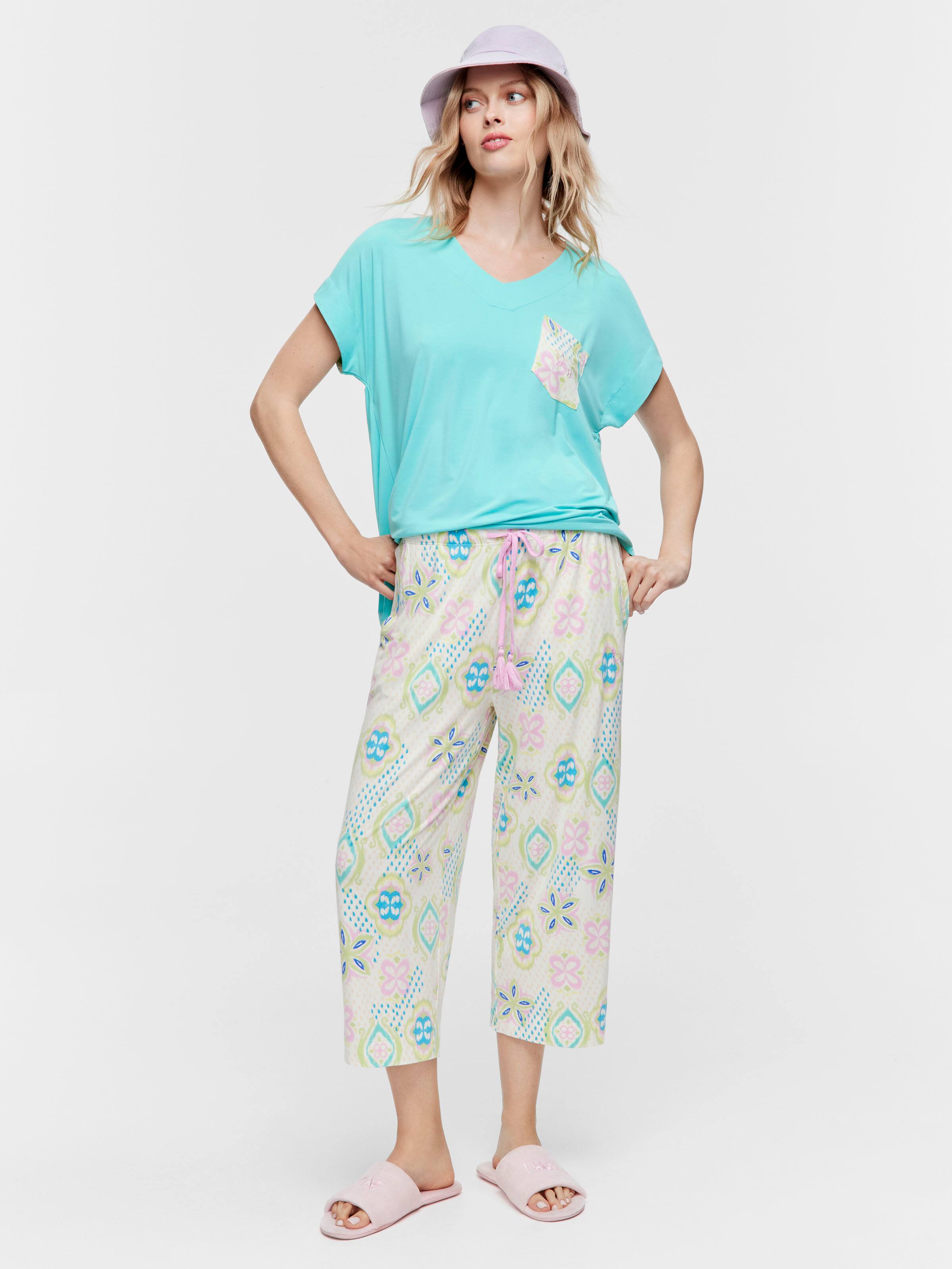 Pastel Printed 3/4 Pj Pant