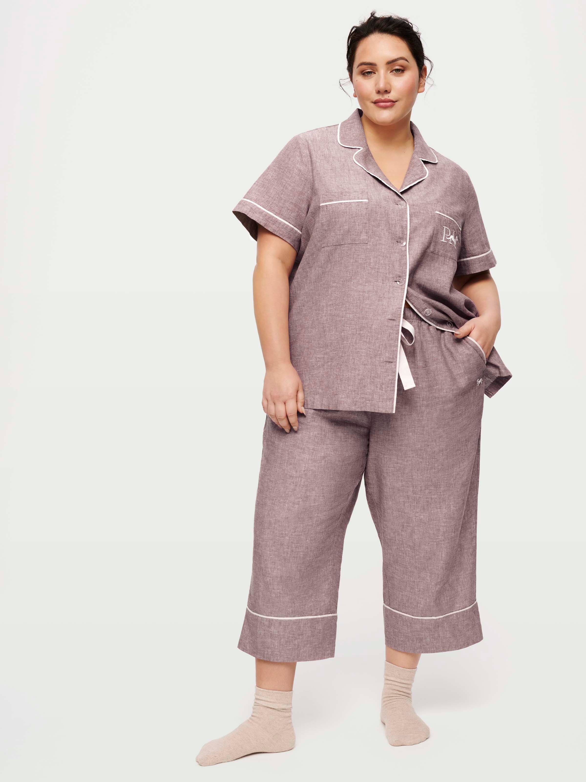 Plus size linen pajamas hot sale