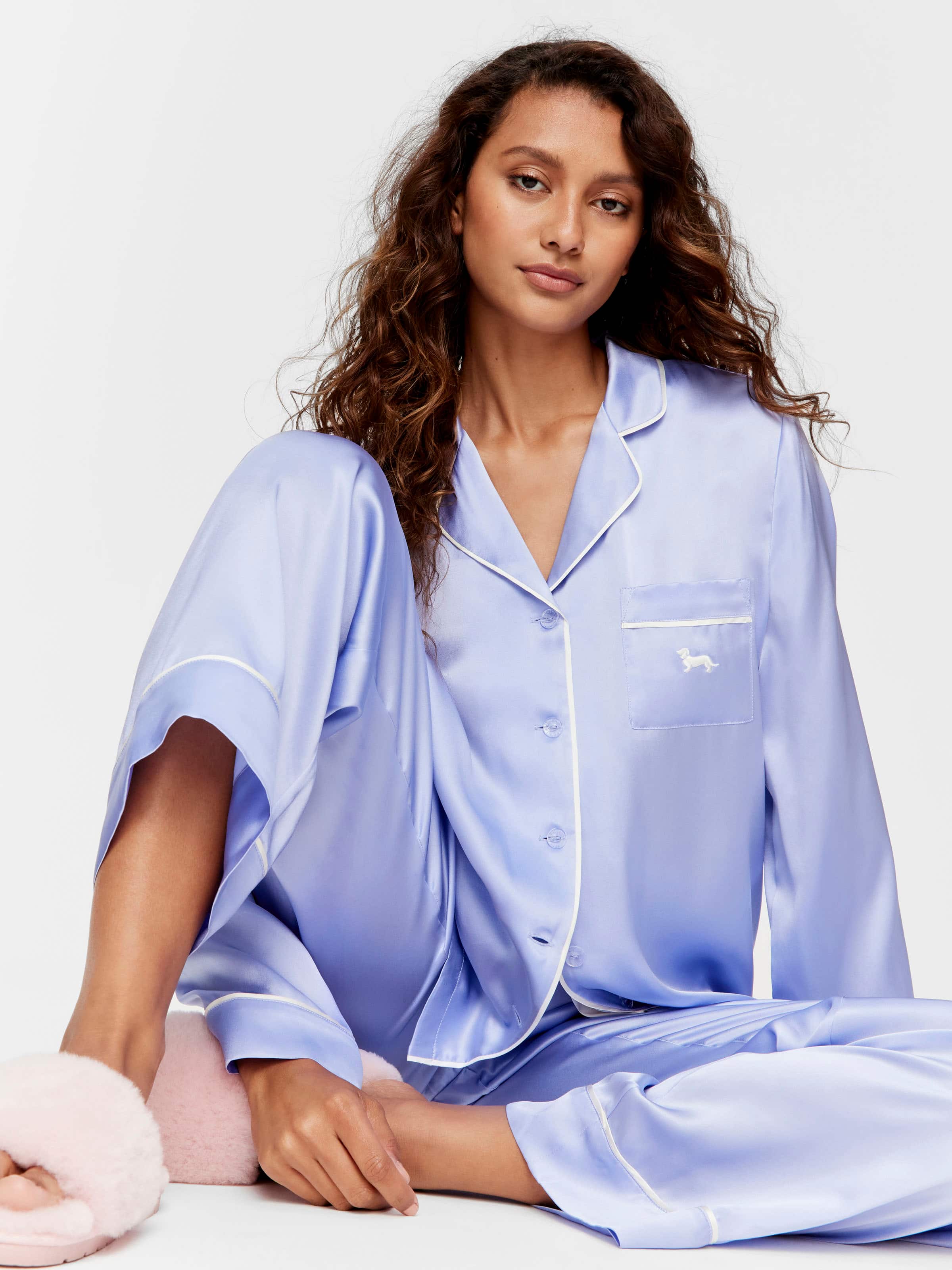 Short Sleeve Satin Sleepwear 100% Silk Pajama Set Women Home Wear Set -  China Pajama and Silk Pajama price
