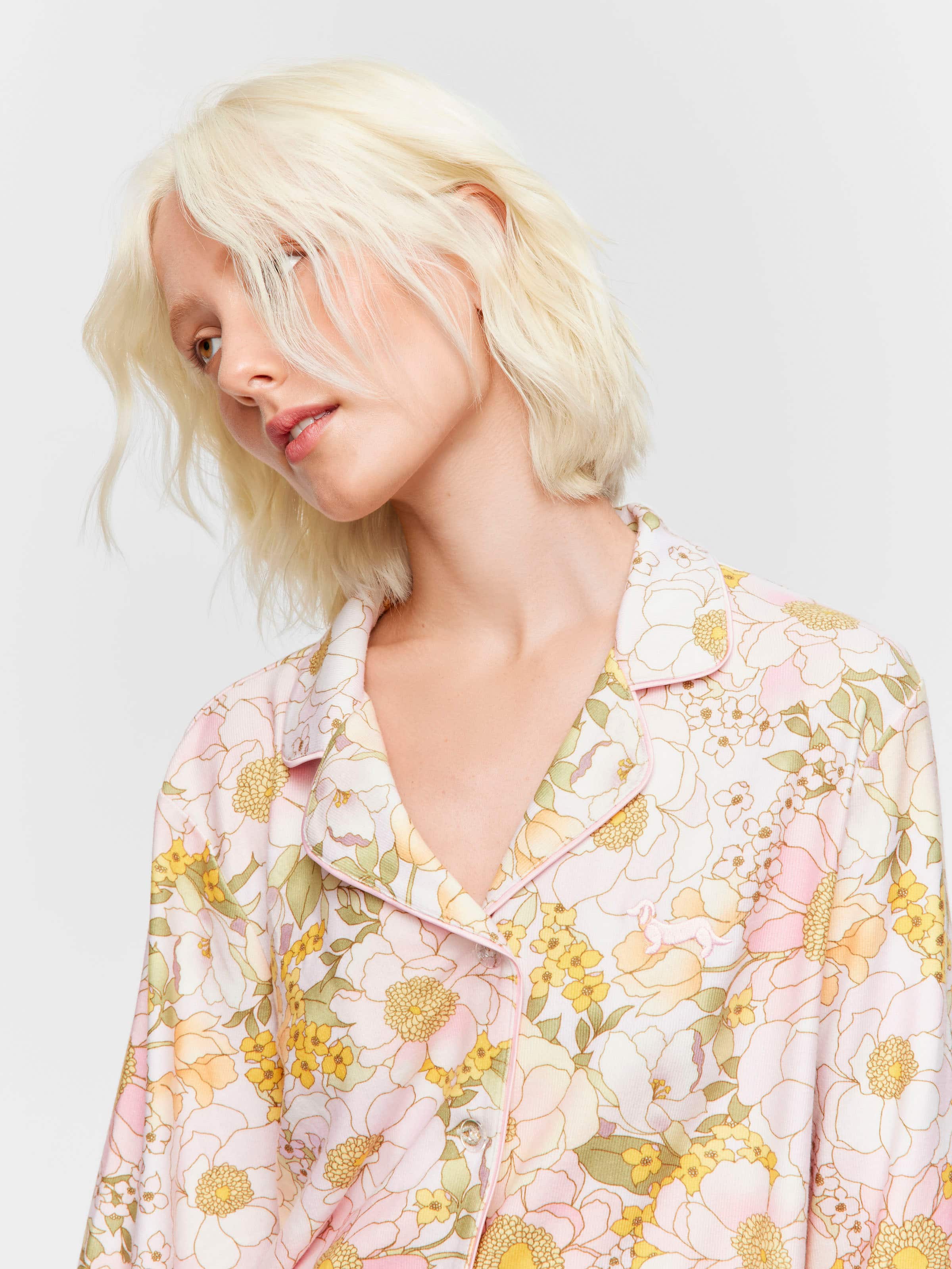 Pretty Floral Plush Long Pj Set